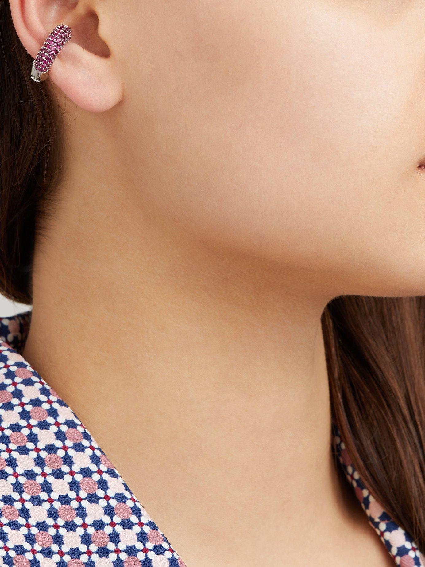 Fendi Crystal Embellished Ear Cuff in Pink - Lyst