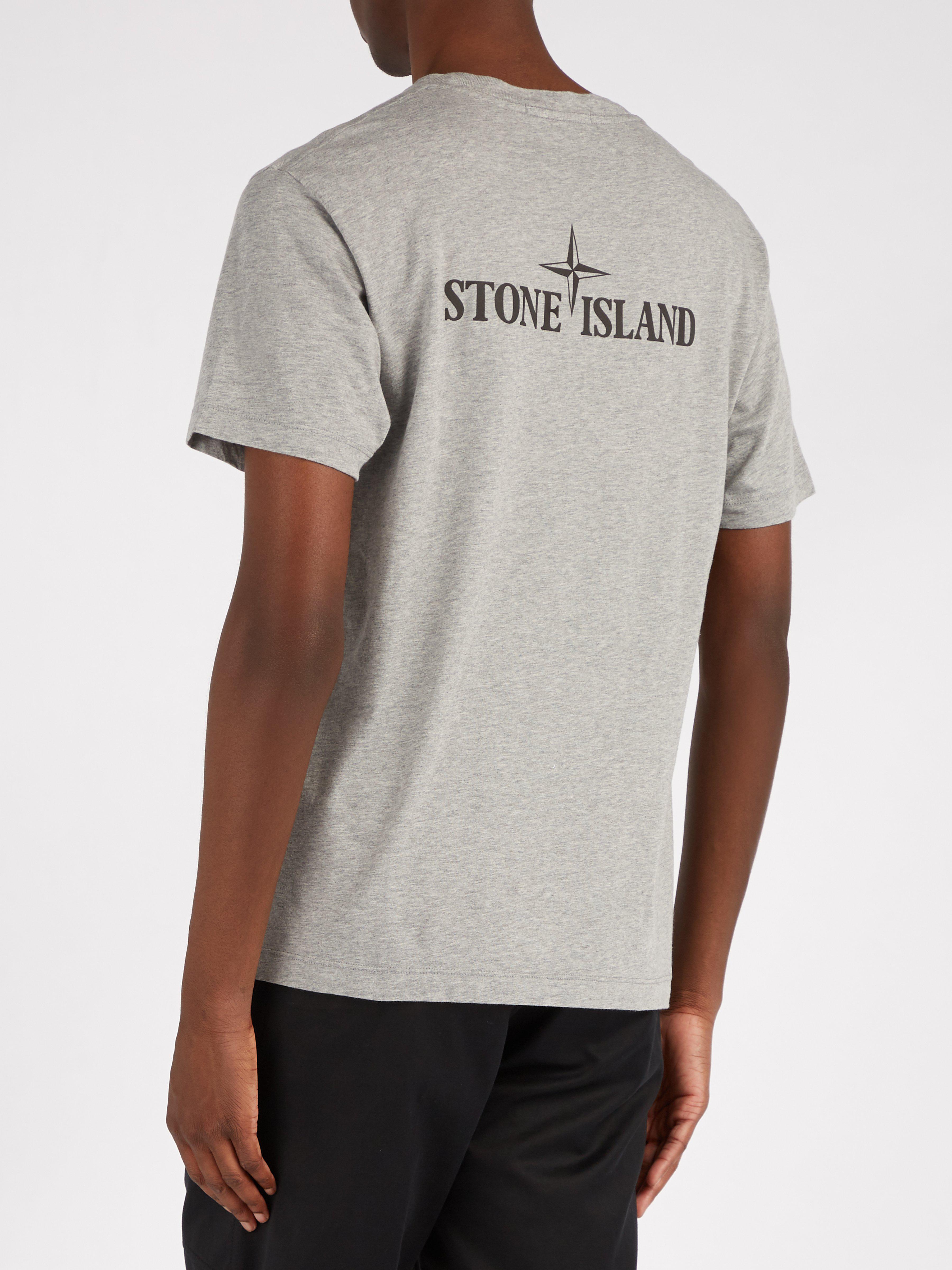 Stone Island Reflective Logo Cotton Tshirt in Grey (Grey) for Men Lyst