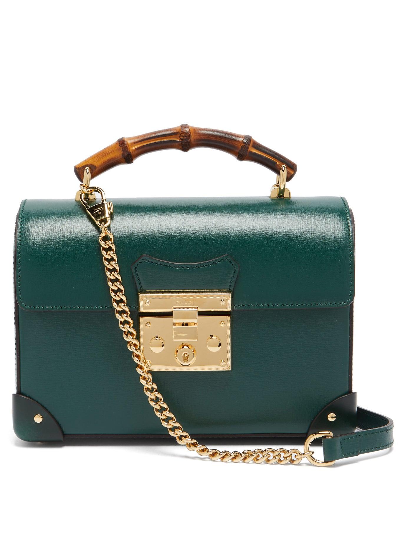Gucci Padlock Bamboo-handle Leather Handbag in Green | Lyst