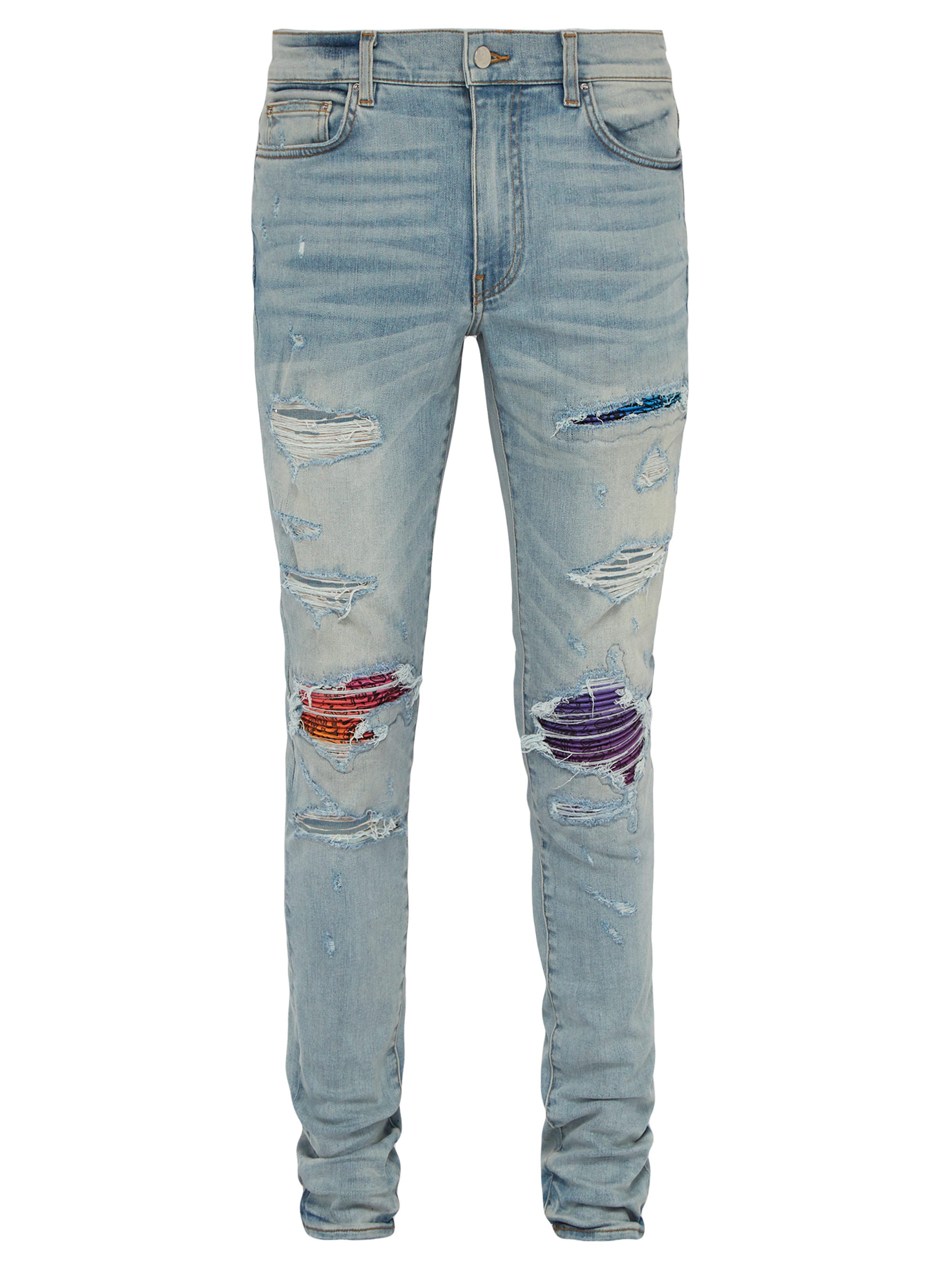 Amiri Denim Mx1 Rainbow Bandana Slim Leg Jeans in Light Indigo (Blue ...