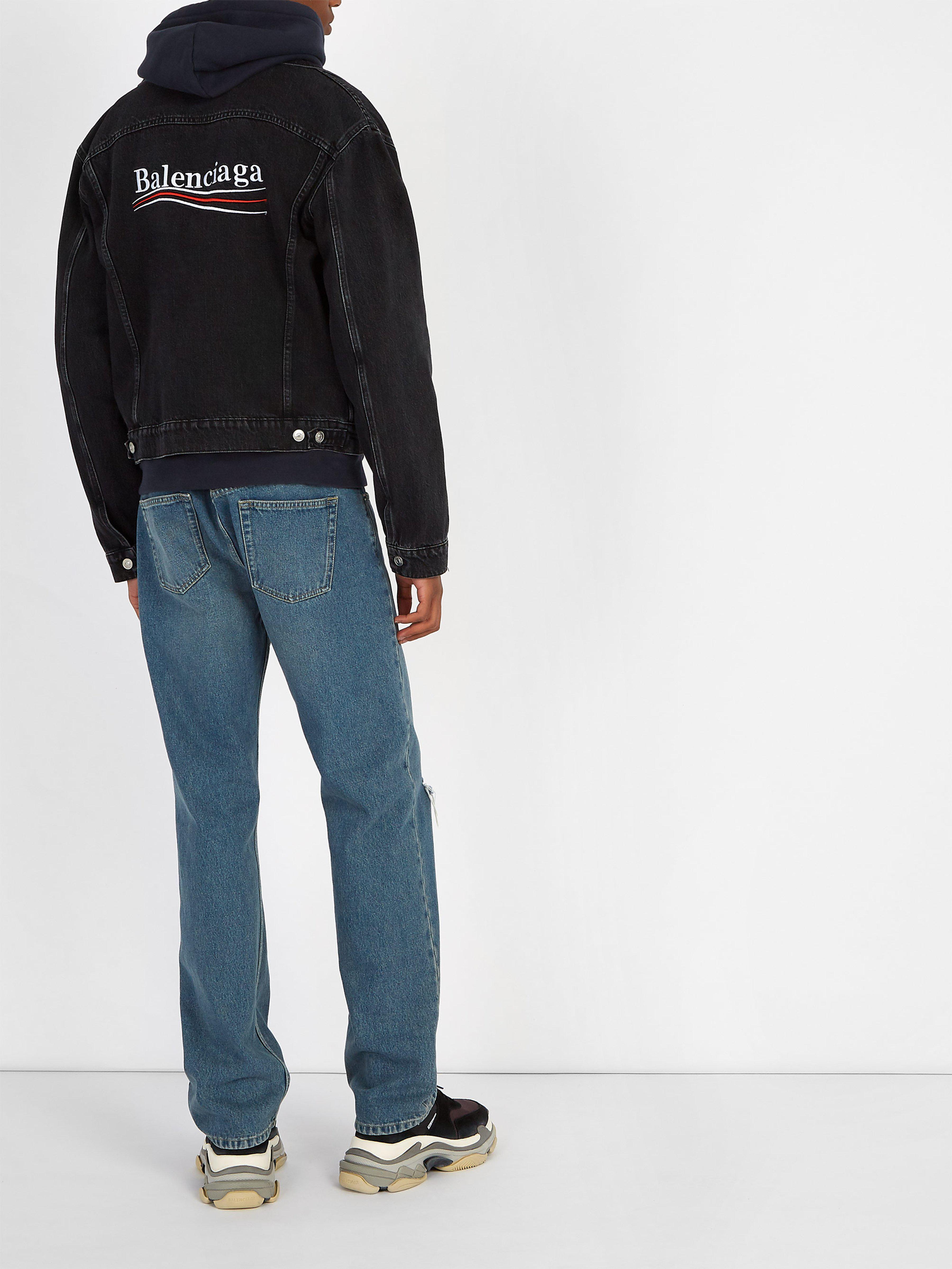 Balenciaga Distressed Denim Jacket in Black for Men | Lyst UK