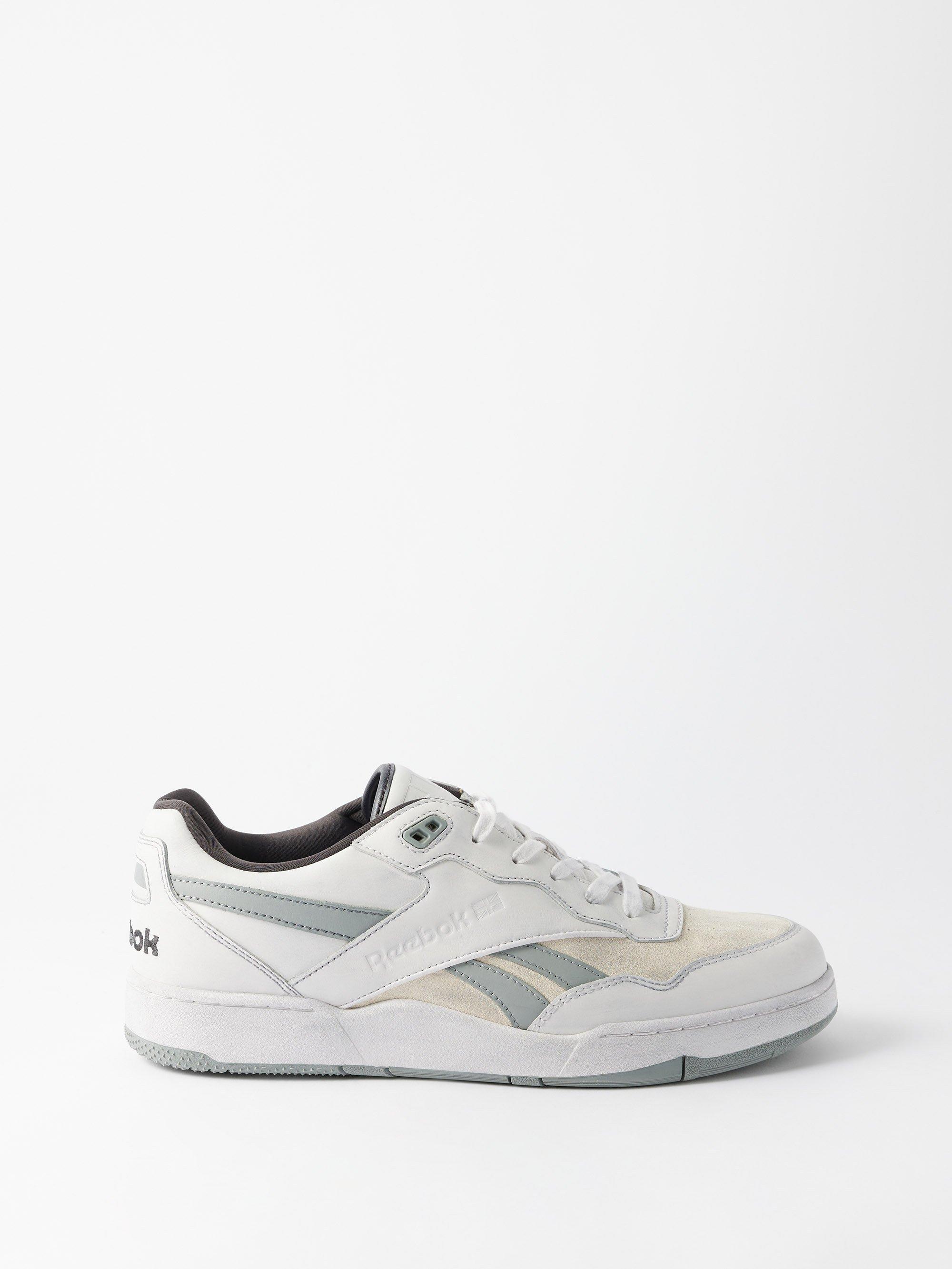Reebok Bb4000 Distressed Suede And Leather Trainers in White | Lyst