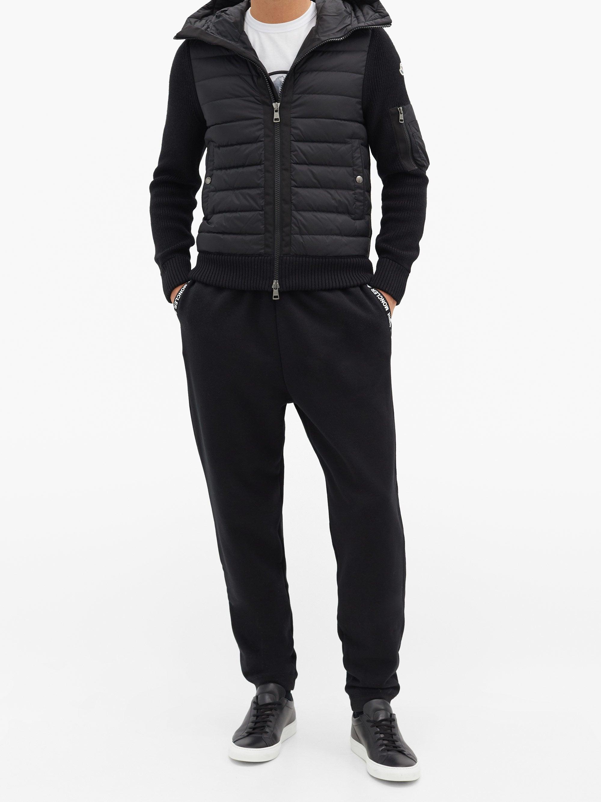 Moncler Hooded Knit-sleeve Quilted Down Cardigan in Black for Men | Lyst