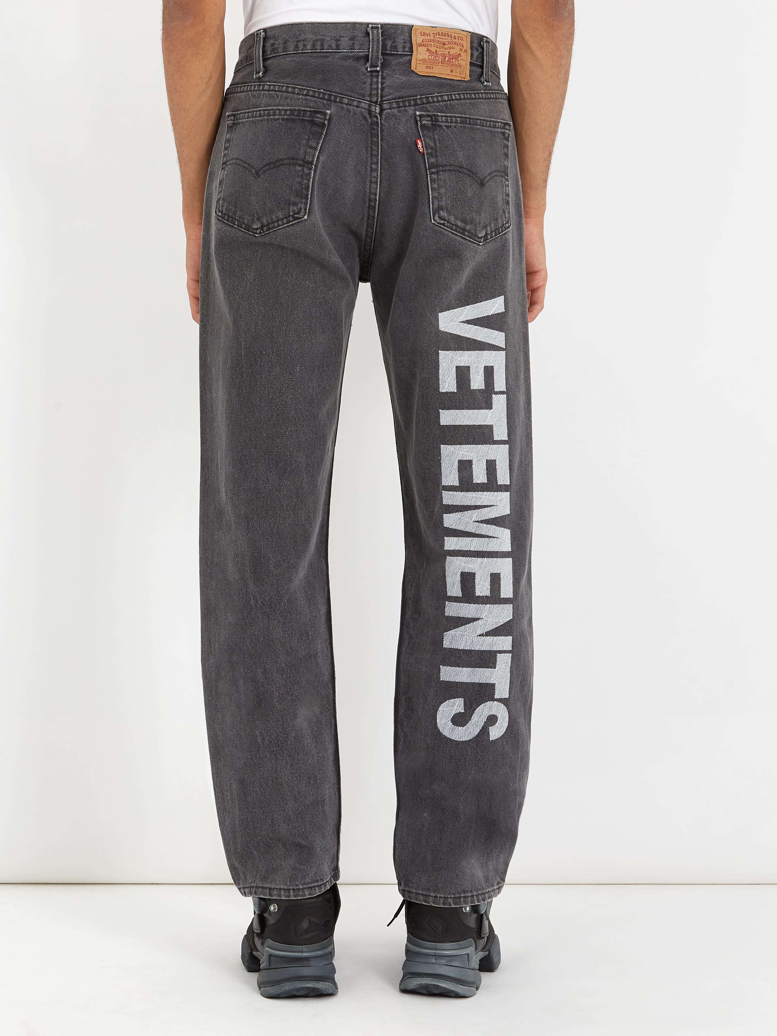 Vetements X Levi's Logo-embroidered Straight-leg Jeans in Black for Men |  Lyst