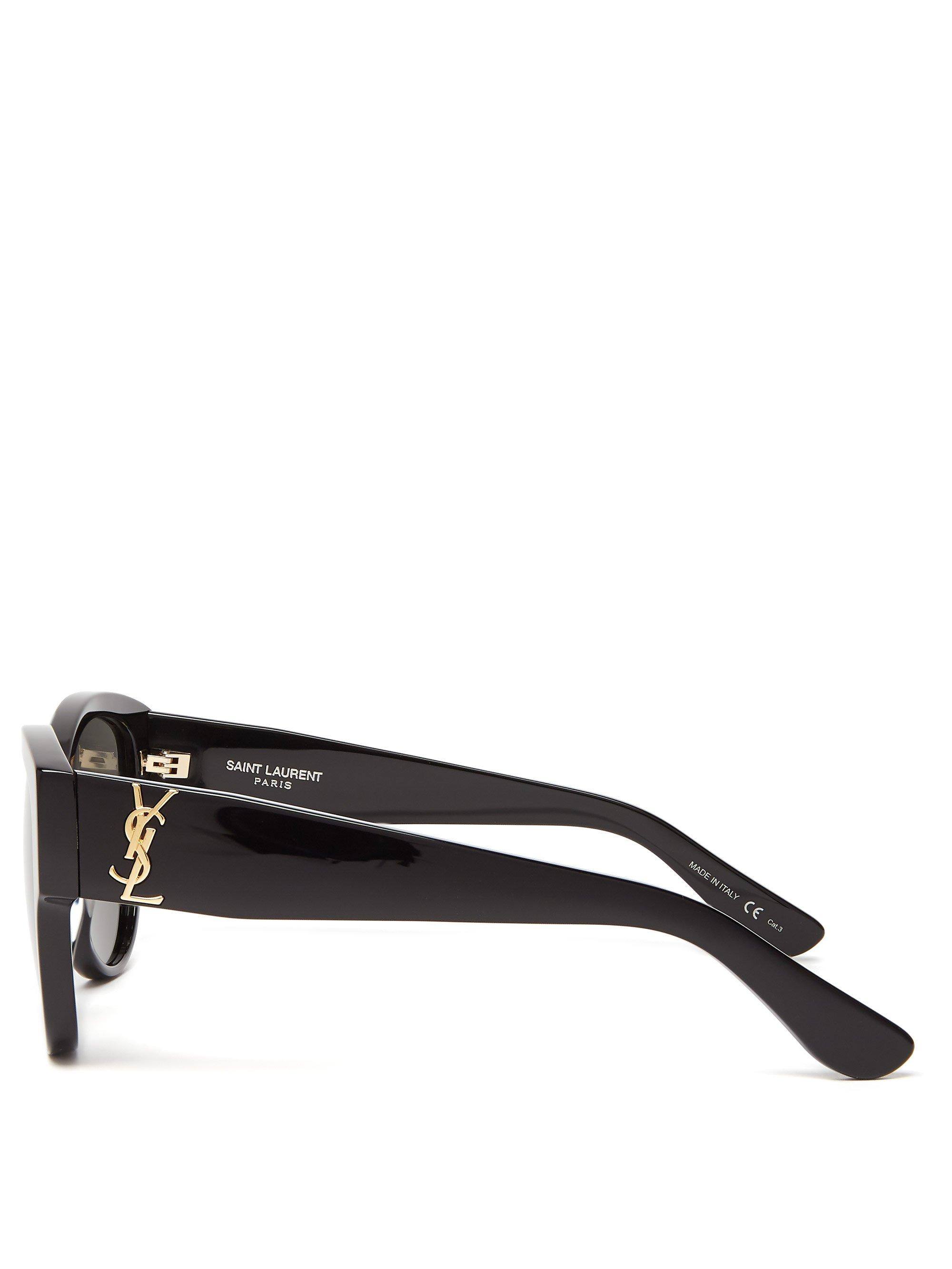 Chunky Monogram Cat-Eye Sunglasses, BLACK