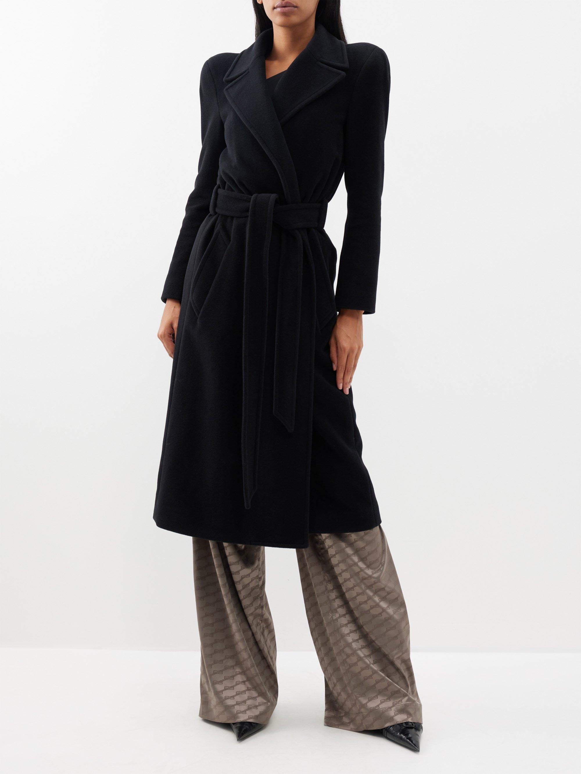 Black cashmere cheap wrap coat