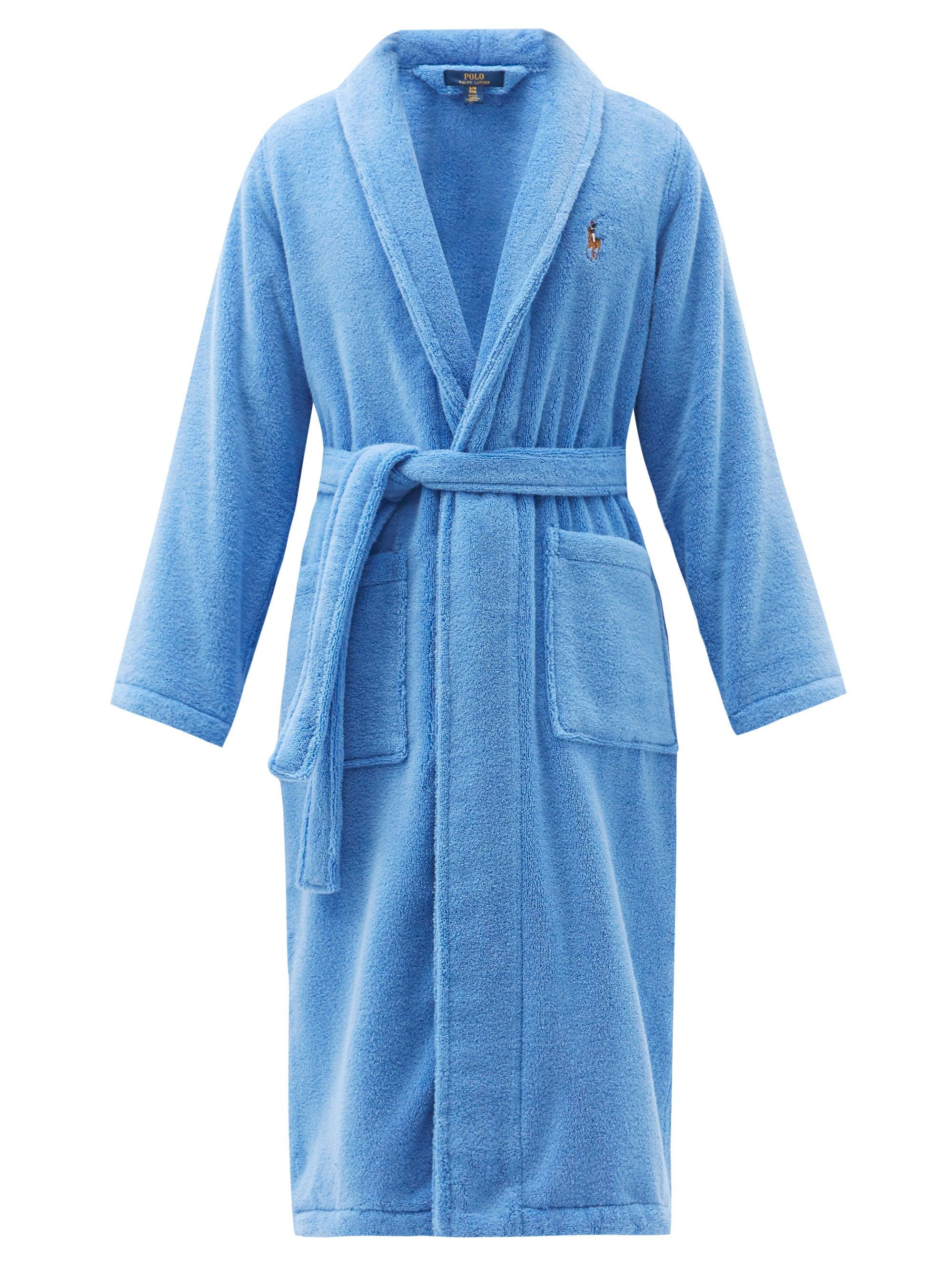 Polo Ralph Lauren Logoembroidered Cottonterry Bathrobe in Light Blue