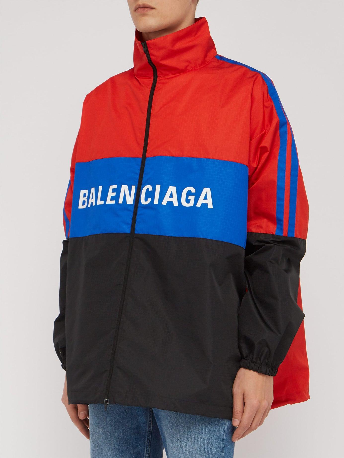 Balenciaga Colorblock Logo Track Jacket in Red for Men | Lyst