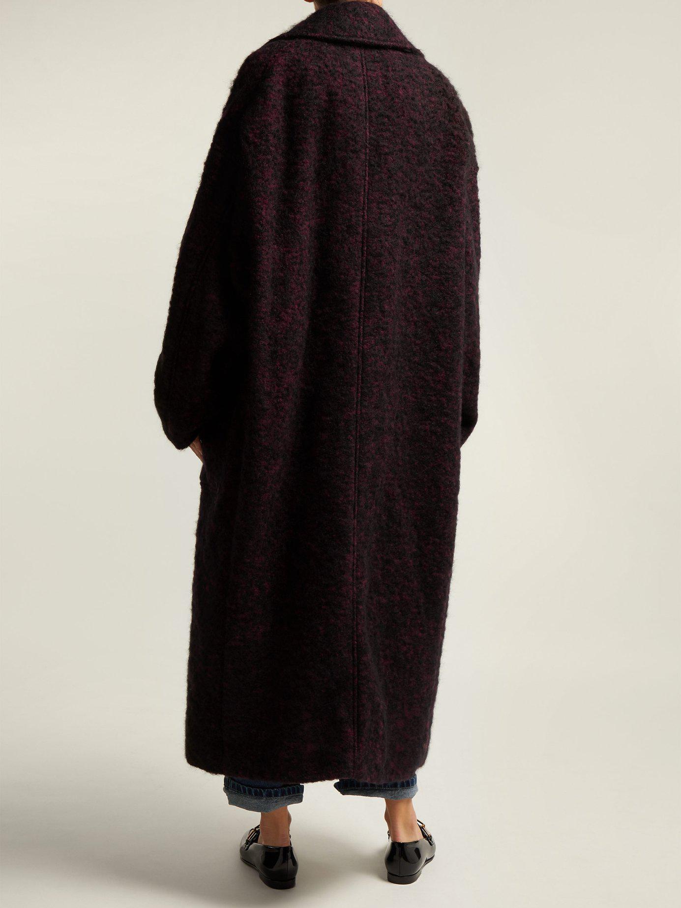 Raey Dropped Shoulder Wool Blend Blanket Coat in Burgundy (Black) - Lyst