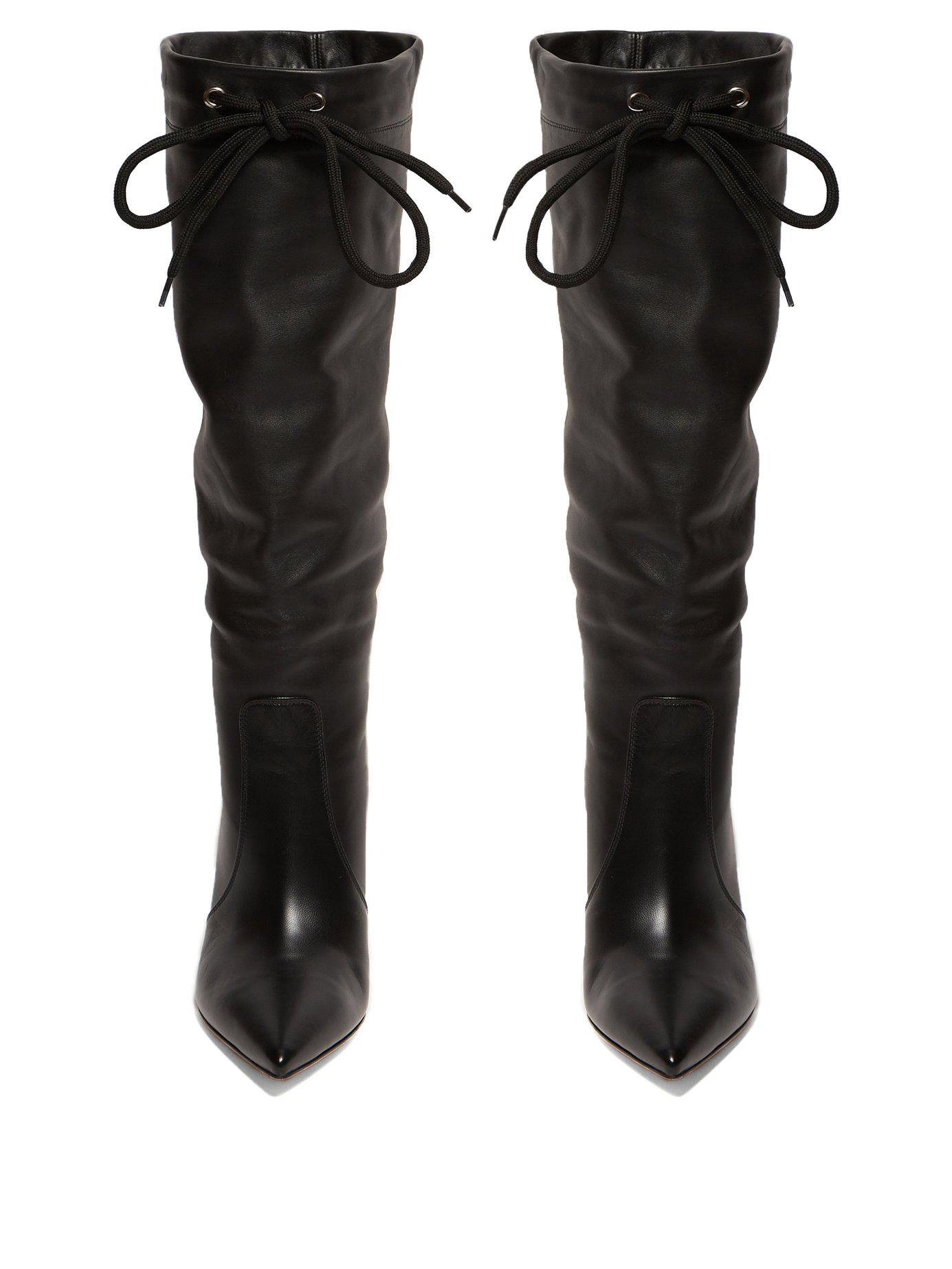 drawstring knee high boots