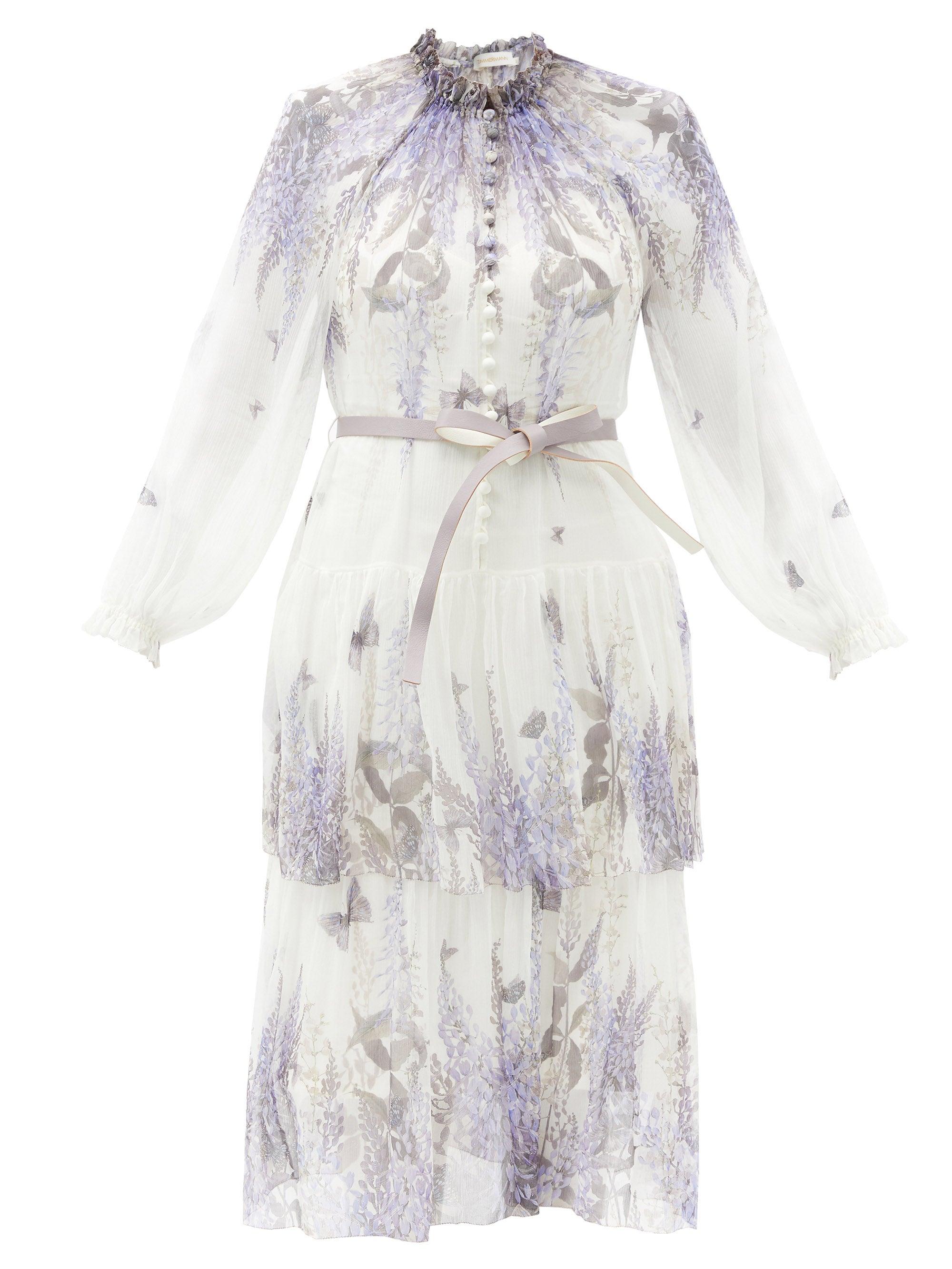Zimmermann Luminous Floral-print Silk-georgette Midi Dress | Lyst