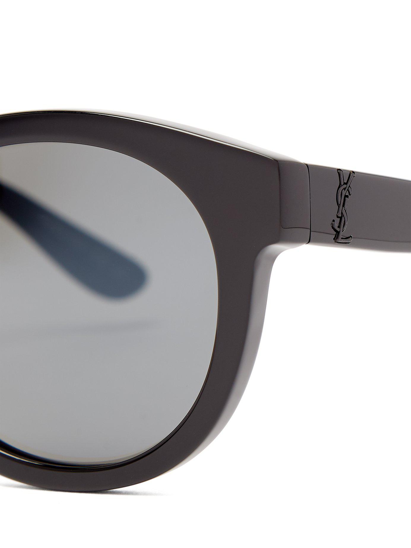 Shop Saint Laurent Monogram Metal Spoiler 61MM Round Sunglasses