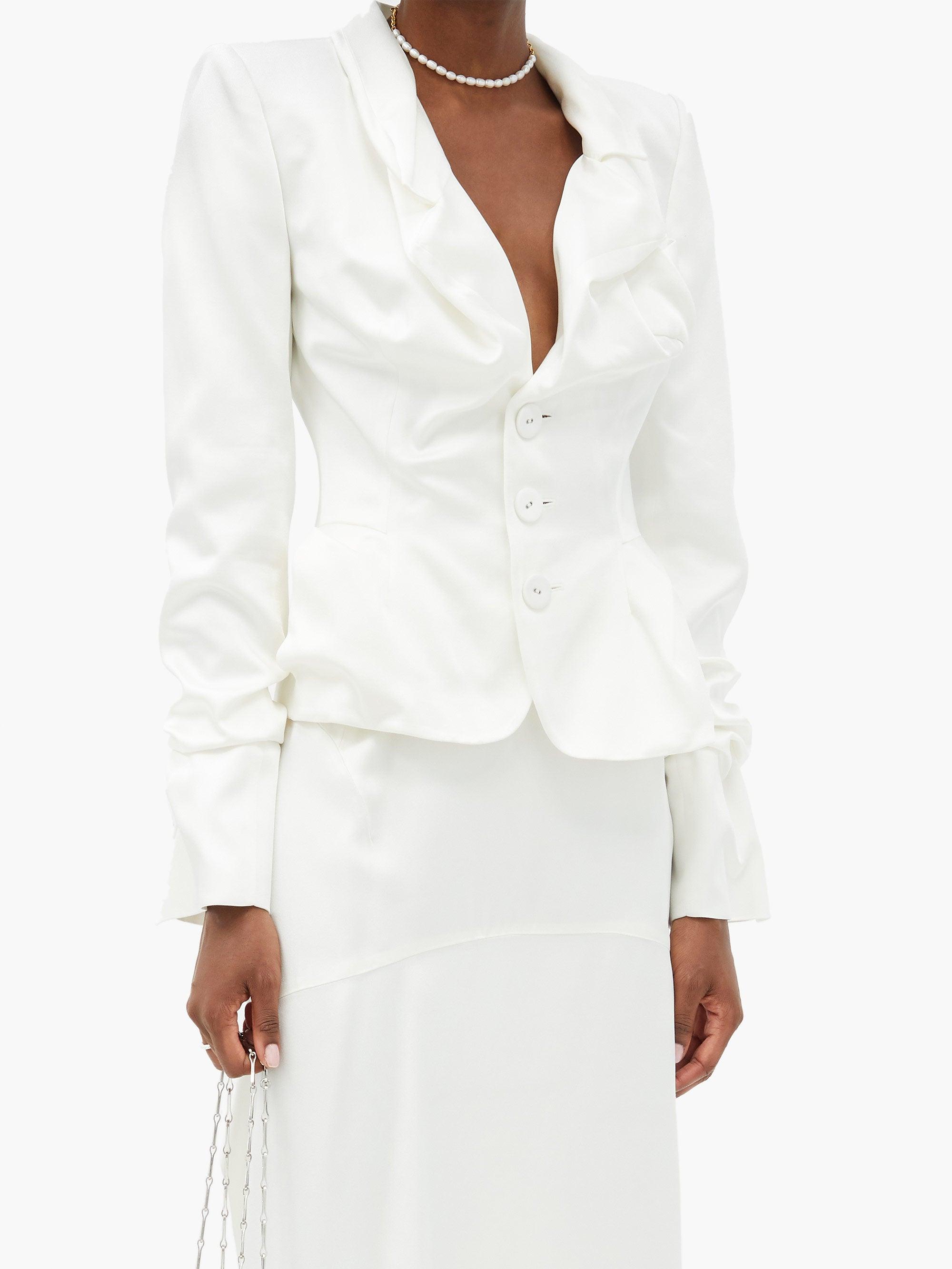 Vivienne Westwood Draped Single-breasted Satin Jacket in White | Lyst