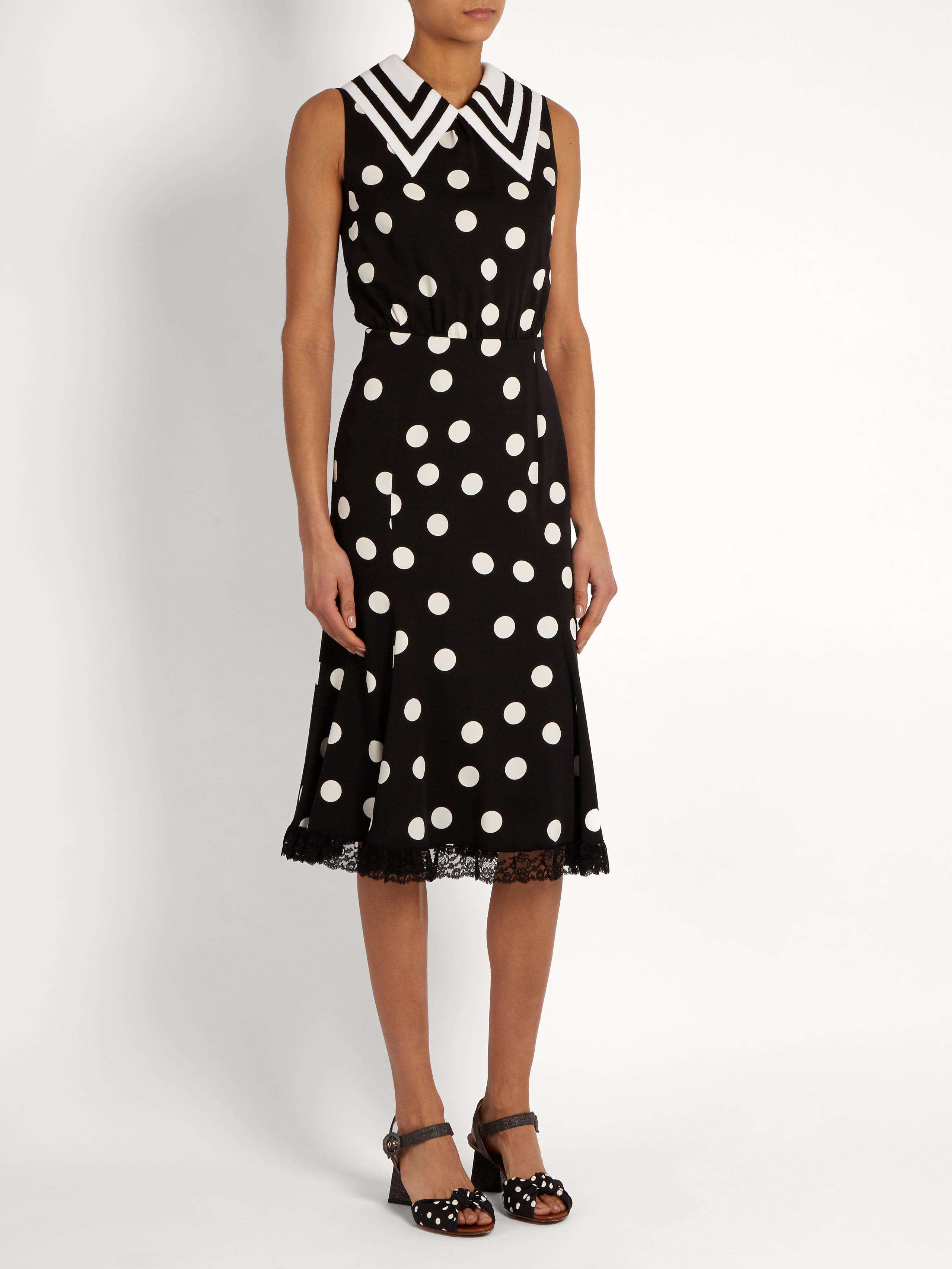 Black and white Polka Dot Dress with Collar