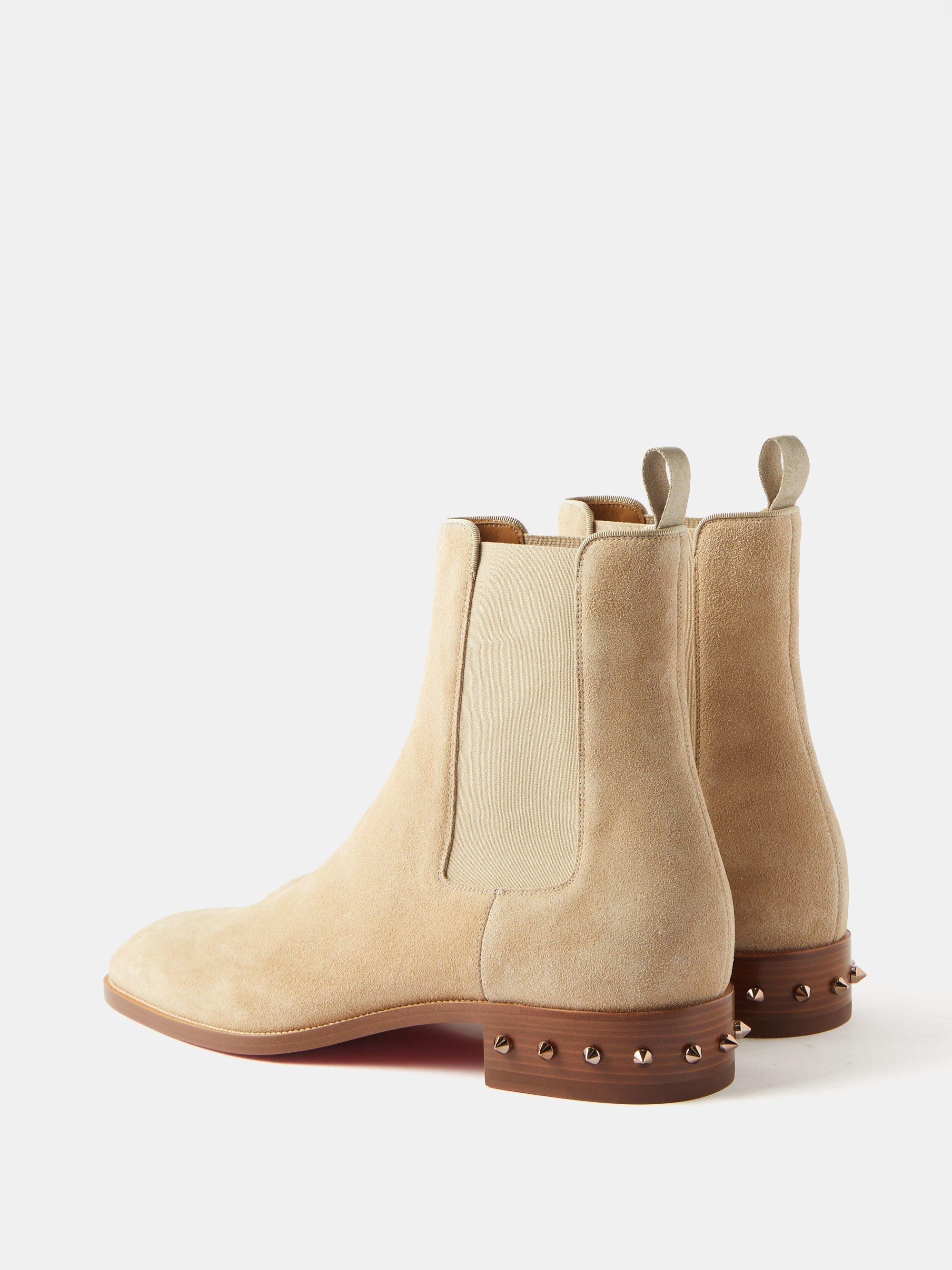 Christian Louboutin So Samson Spike-heel Suede Chelsea Boots in Natural for  Men | Lyst