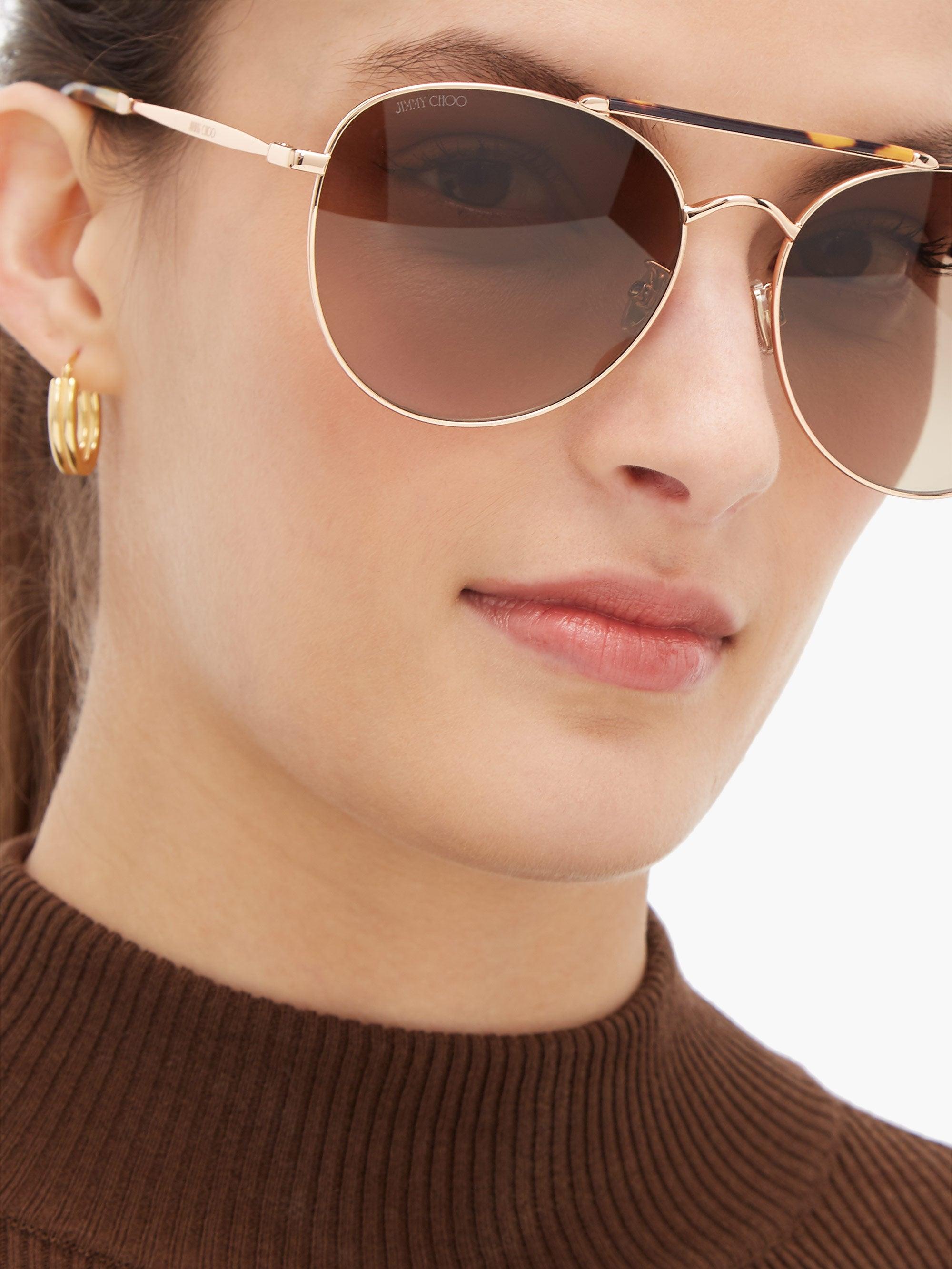 Jimmy Choo Abbie Tortoiseshell Metal Aviator Sunglasses Lyst