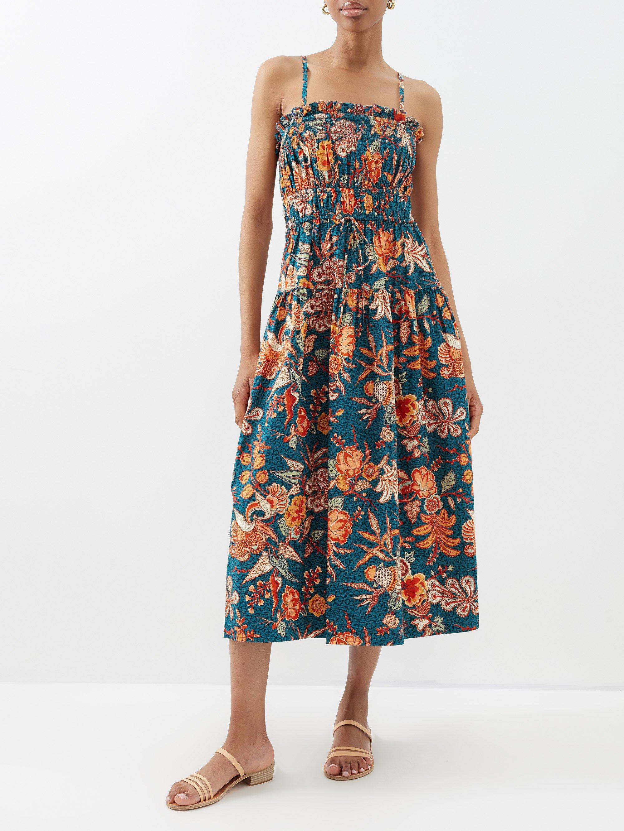 Ulla Johnson Lisbet Floral-print Cotton-poplin Midi Dress | Lyst