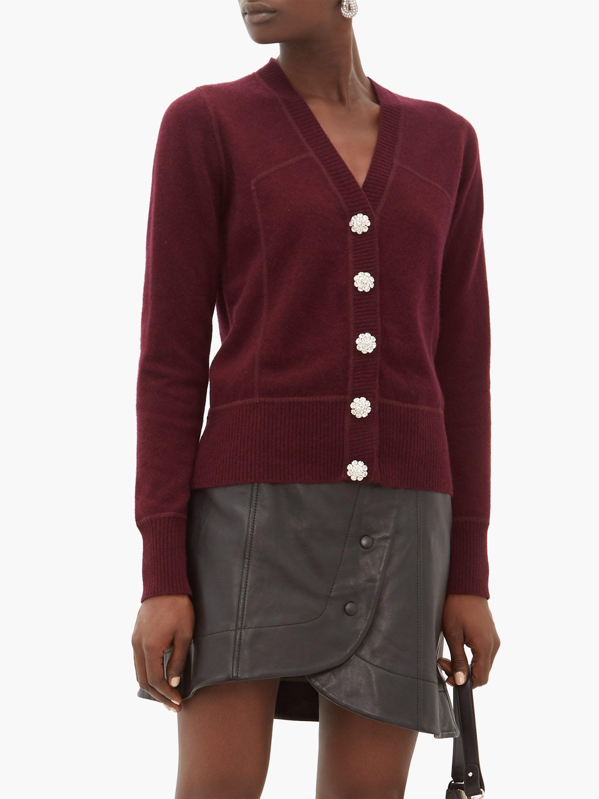 ganni crystal button sweater