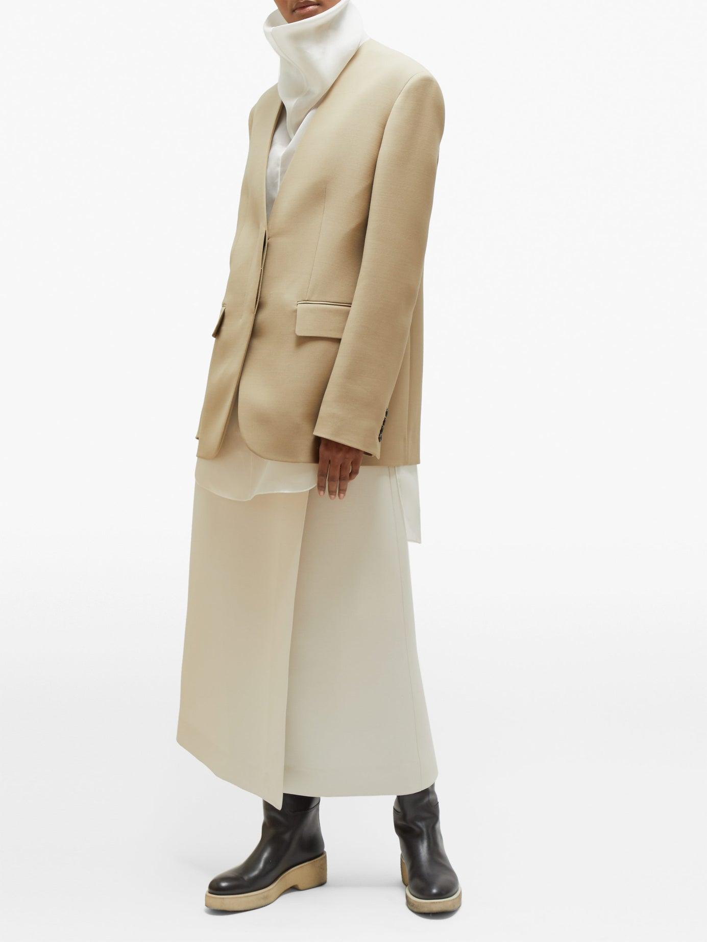 The Row Saio Wrap-front Wool-blend Midi Skirt in White | Lyst
