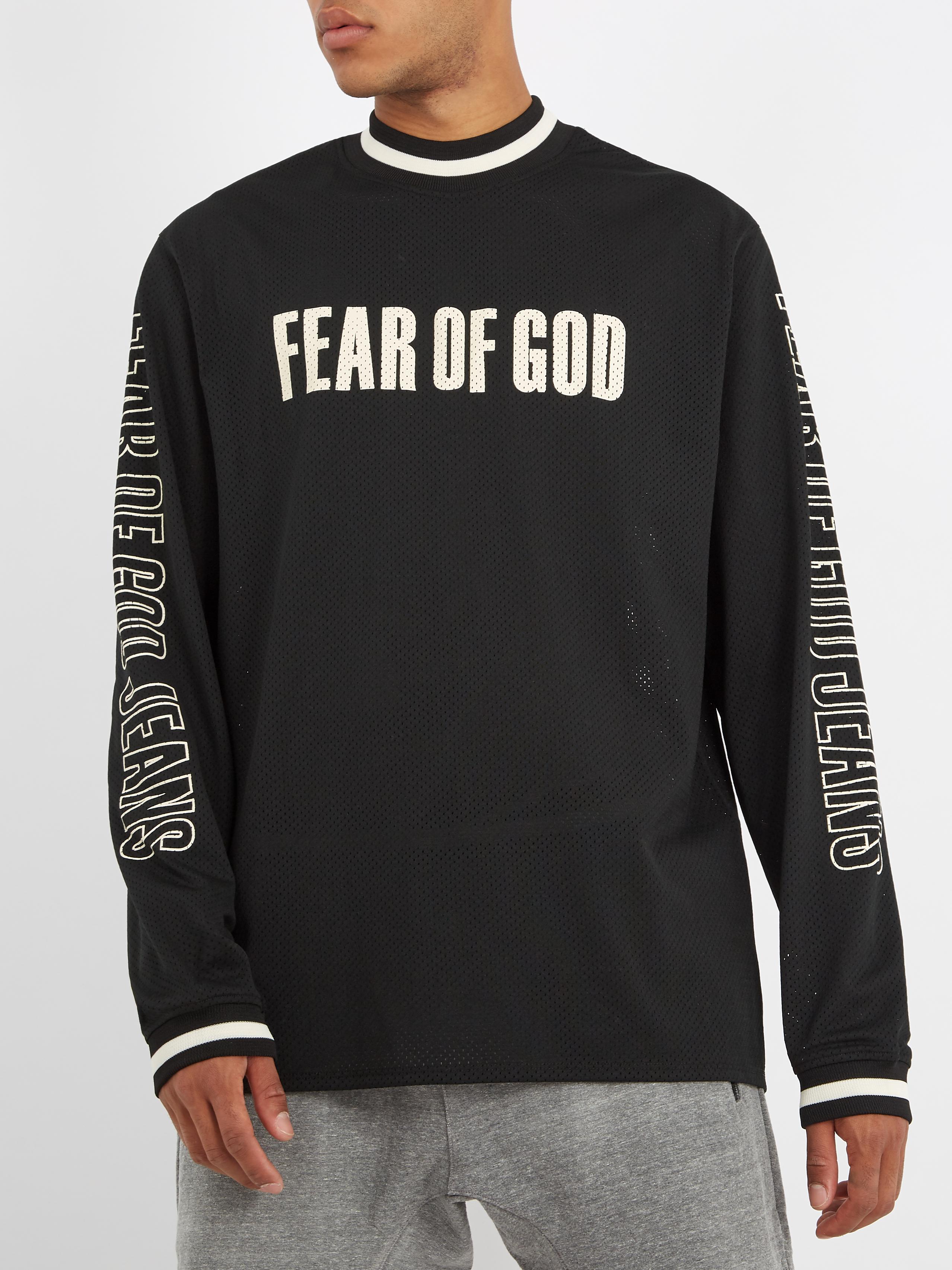 Tranen droog fascisme Fear Of God Long-sleeved Logo-print Mesh-jersey T-shirt in Black for Men |  Lyst