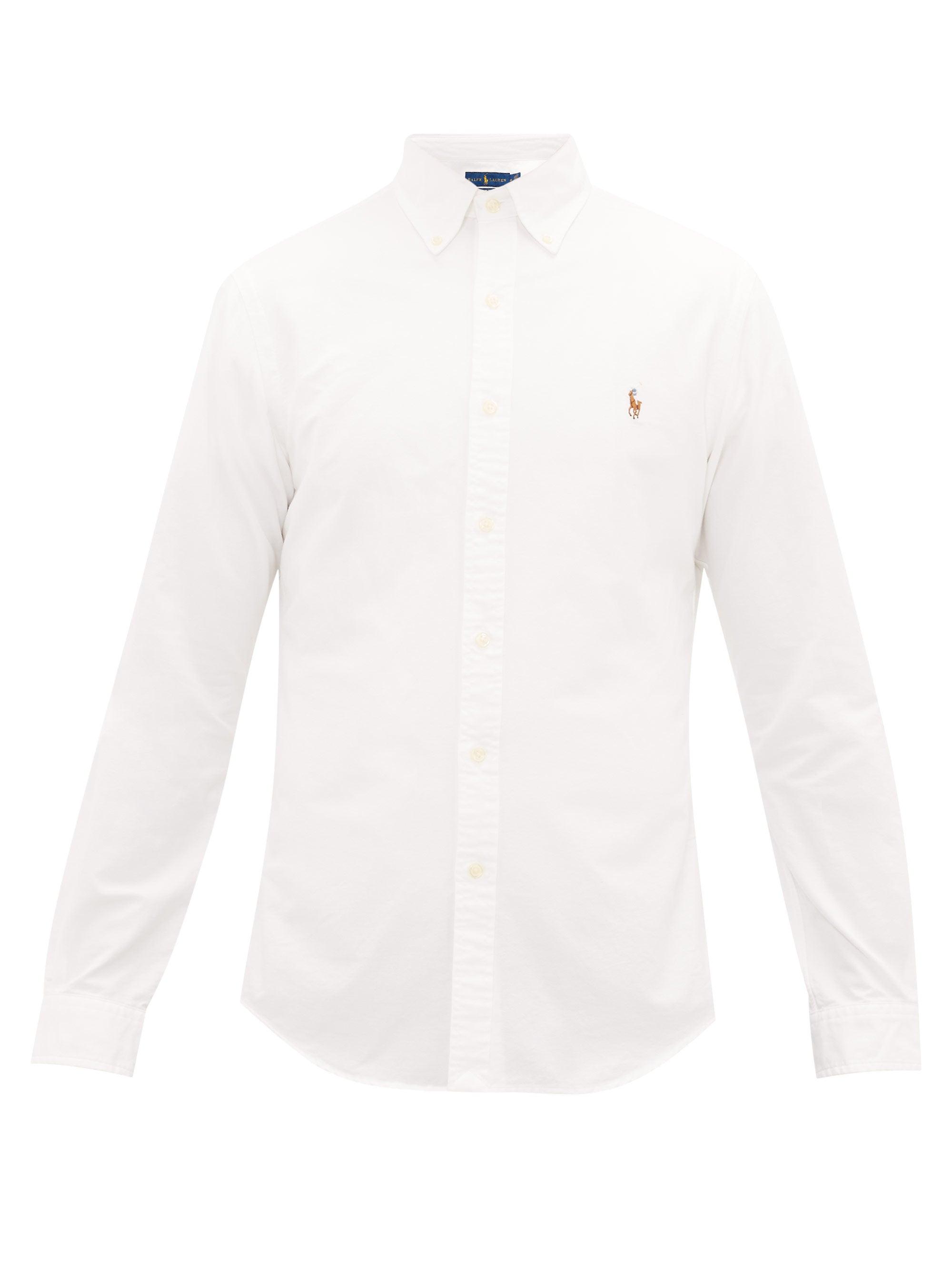 Polo Ralph Lauren Cotton Slim Fit Button Down Pique Shirt in White for