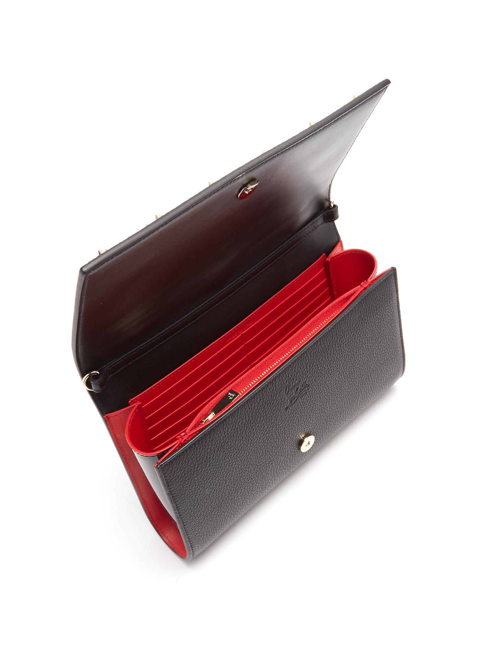 Christian Louboutin Paloma Embellished Leather Clutch in Black | Lyst
