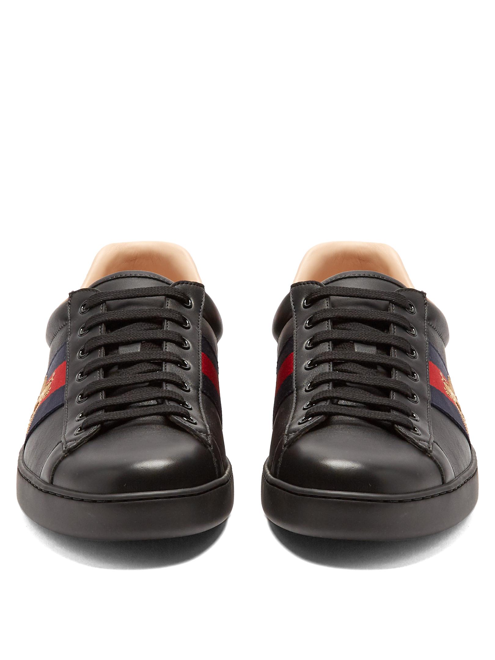 Ace leather low trainers Gucci Black size 7 UK in Leather - 32219899