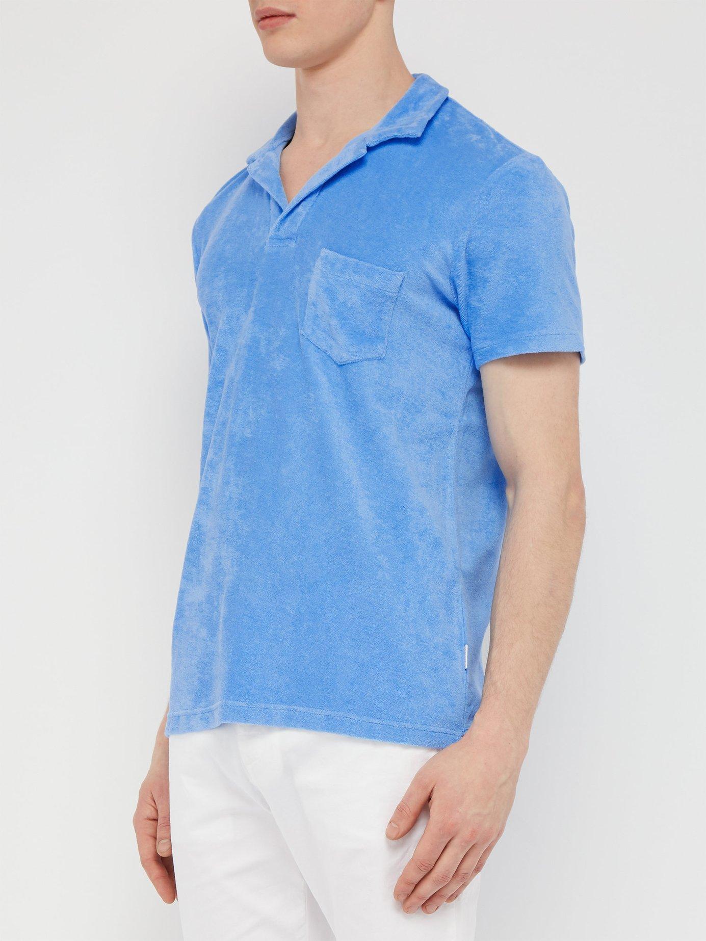 Orlebar Brown Cotton Terry Polo Shirt in Blue for Men - Lyst