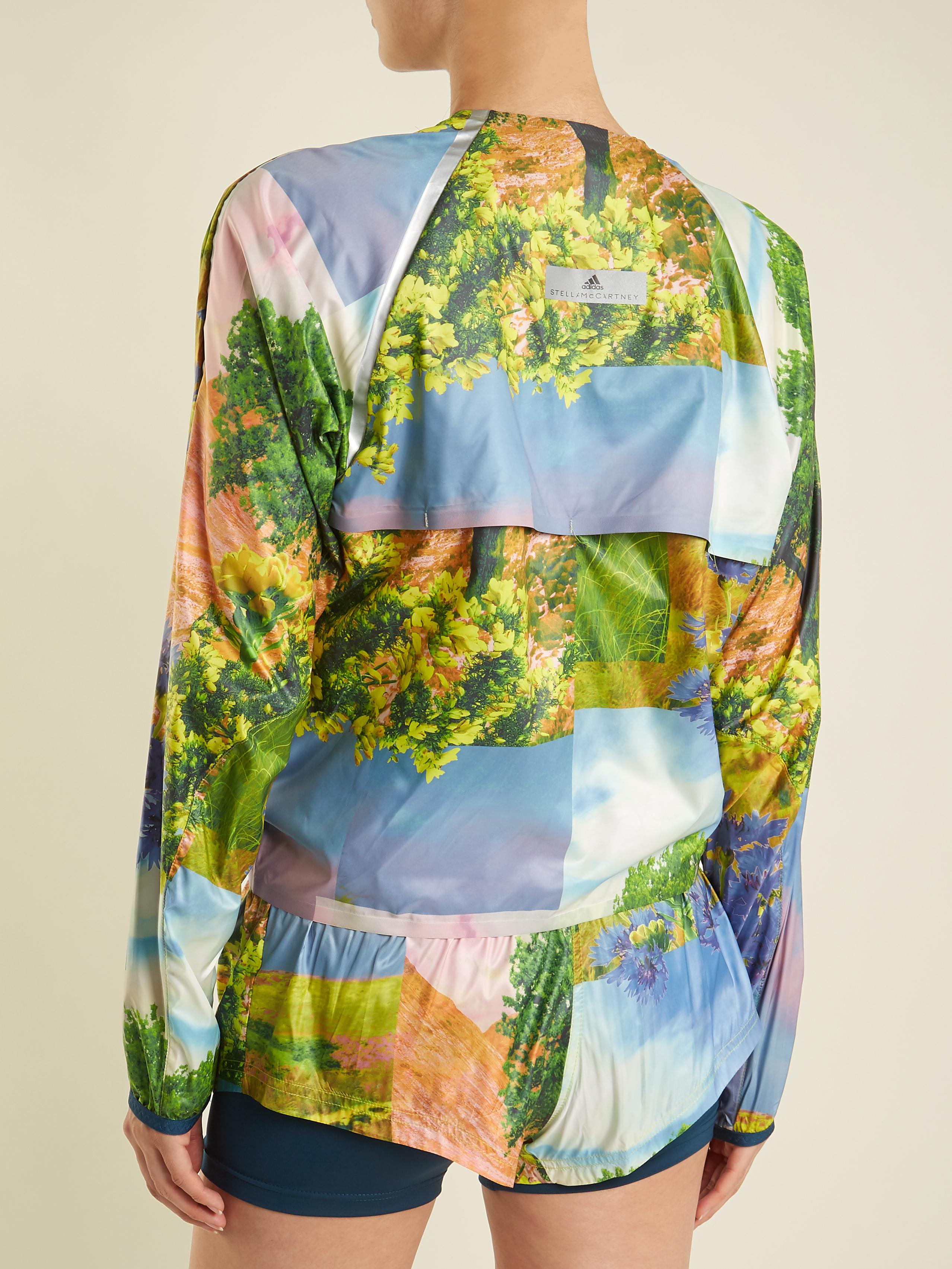 Adidas By Stella Mccartney Synthetic Run Adizero Nature Print Performance Jacket In Blue Lyst