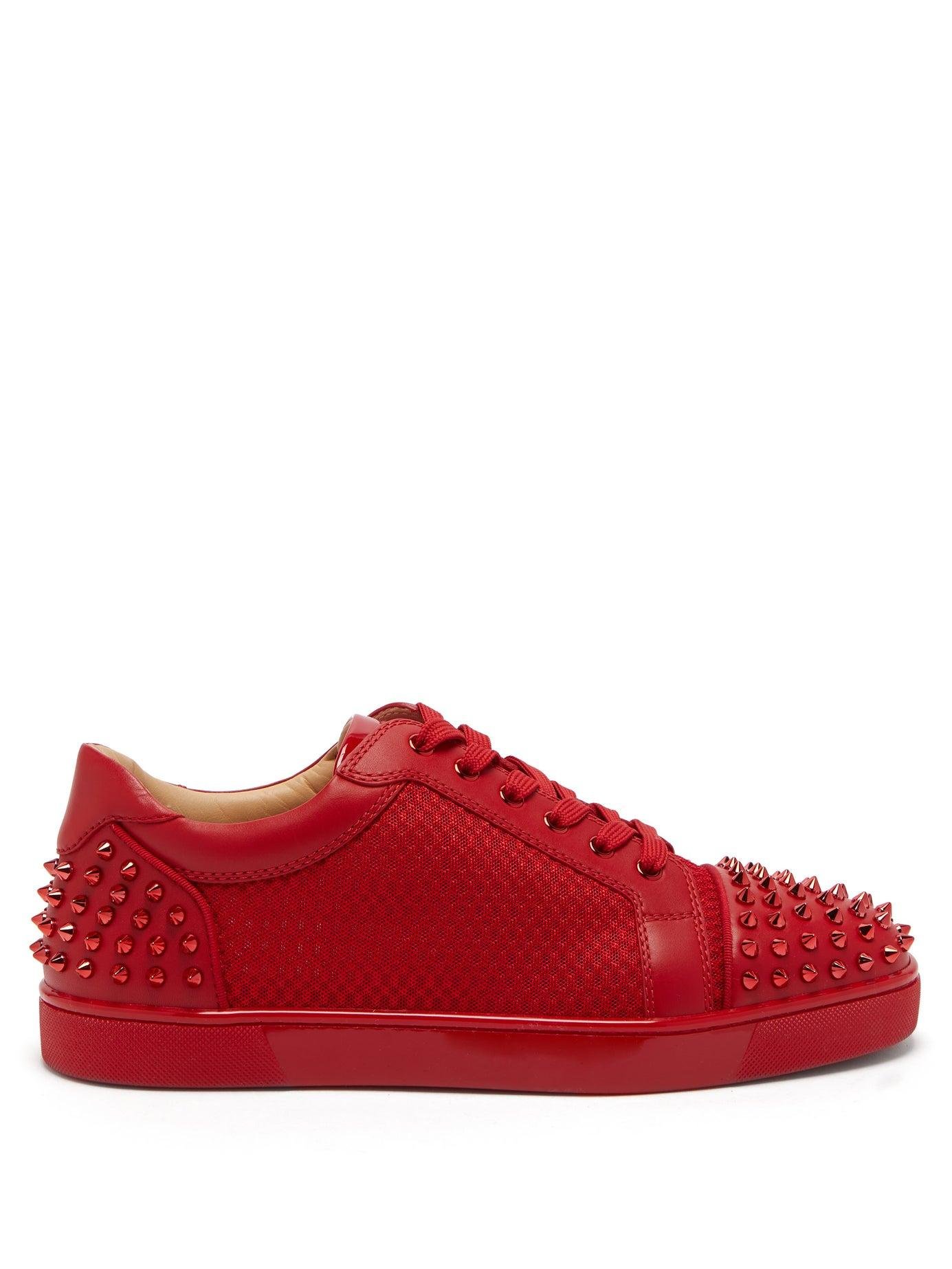 Christian Louboutin Seavaste 2 Spiked Leather Low-top Trainers Red for Men | Lyst