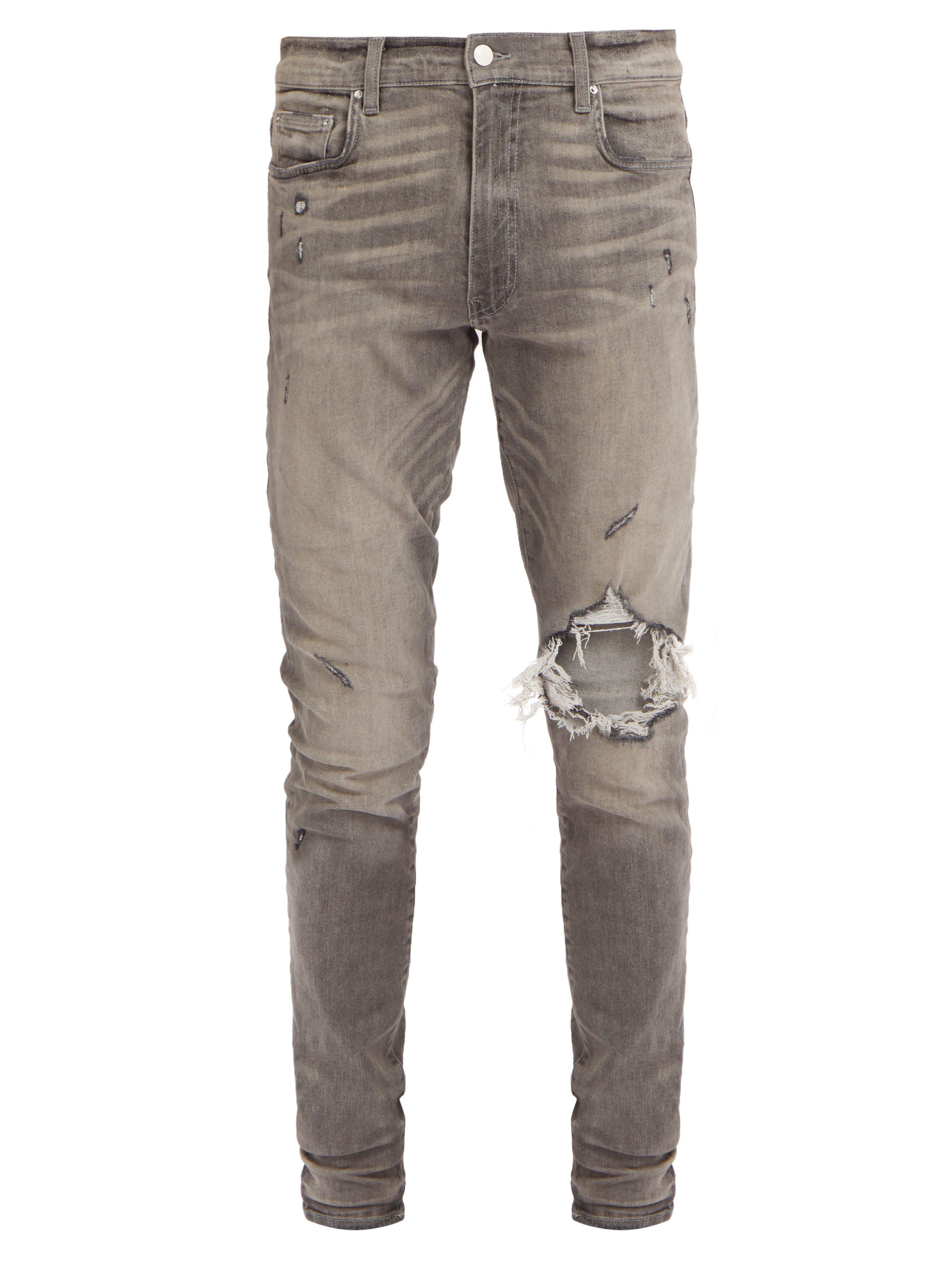 Amiri Denim Broken Skinny Fit Jeans in Grey (Grey) for Men - Lyst