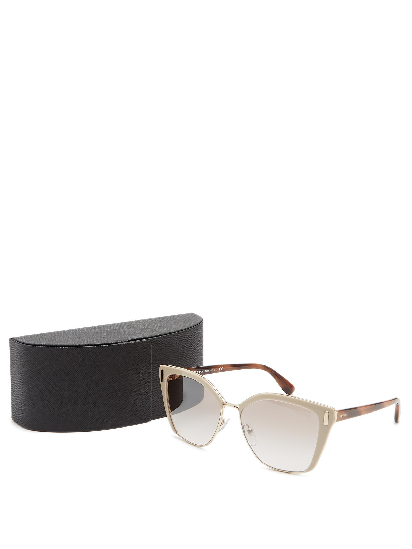 Prada Cateye Acetate And Metal Sunglasses in Beige (Natural) Lyst