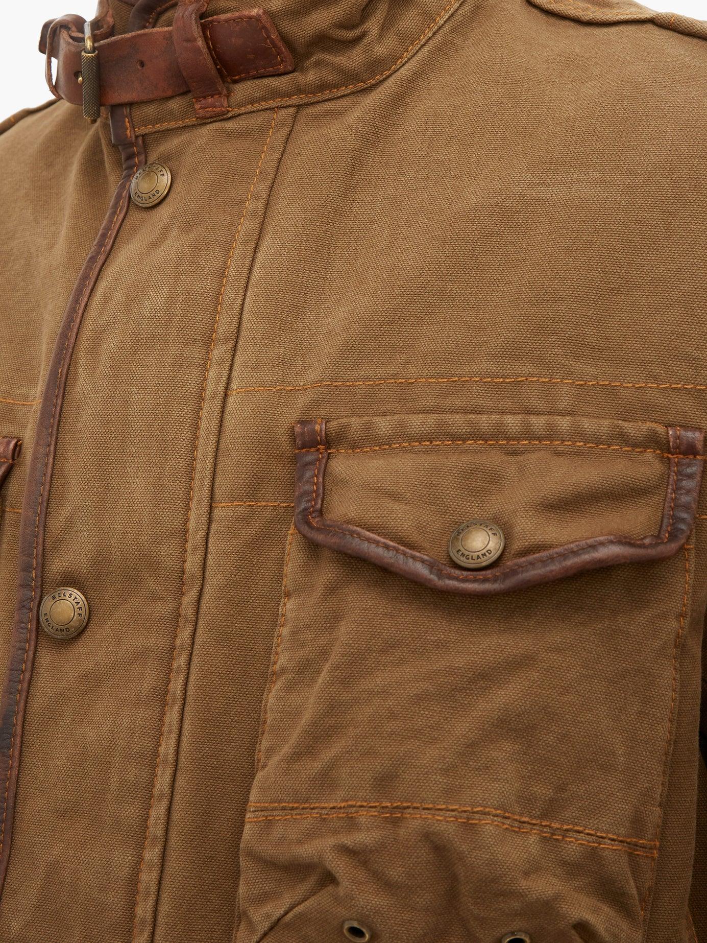 Belstaff Journey Leather-trimmed Canvas Field Jacket in Khaki (Natural ...