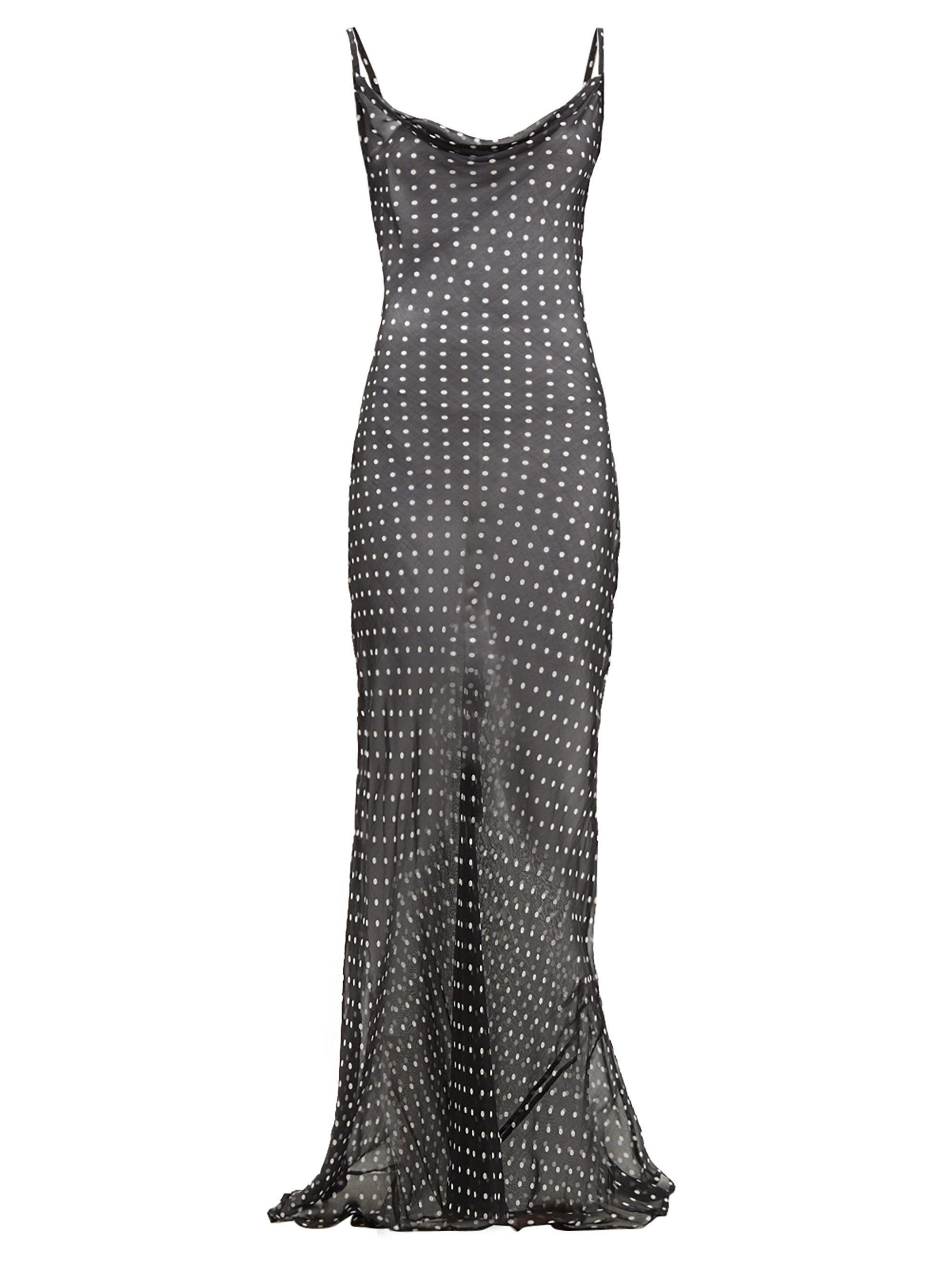 Rat Boa Gisele Polka dot Silk chiffon Maxi Dress in Black Lyst UK
