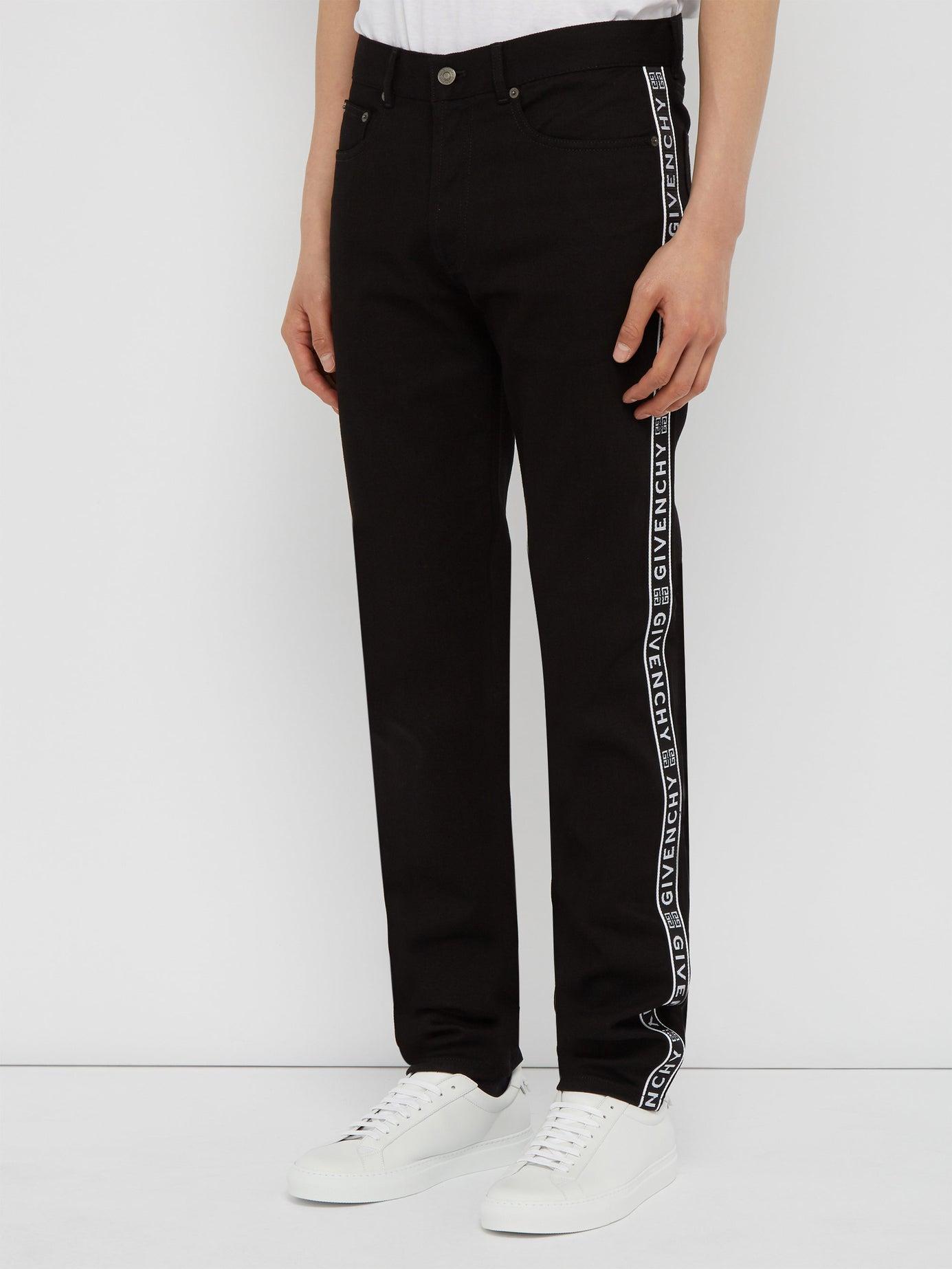 Givenchy Logo-tape Side-stripe Jeans in Black for Men | Lyst