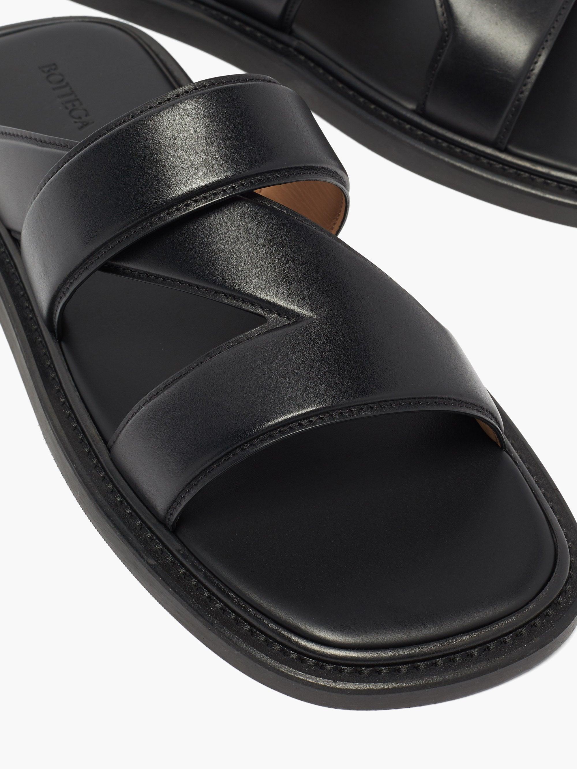Bottega Veneta Vienna Leather Sandals in Black for Men | Lyst