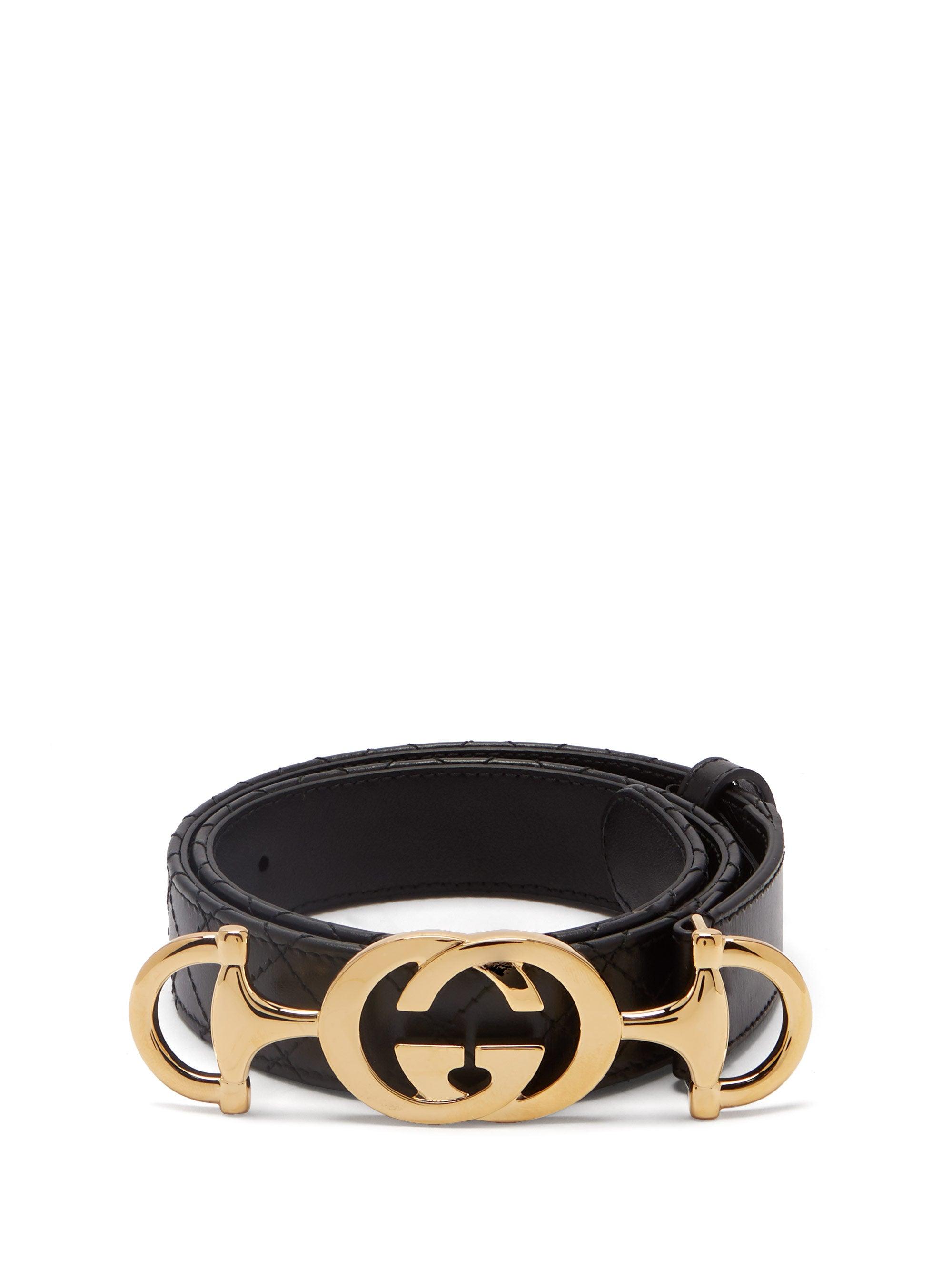 Gucci Horsebit-buckle Quilted Leather Belt in Black - Lyst