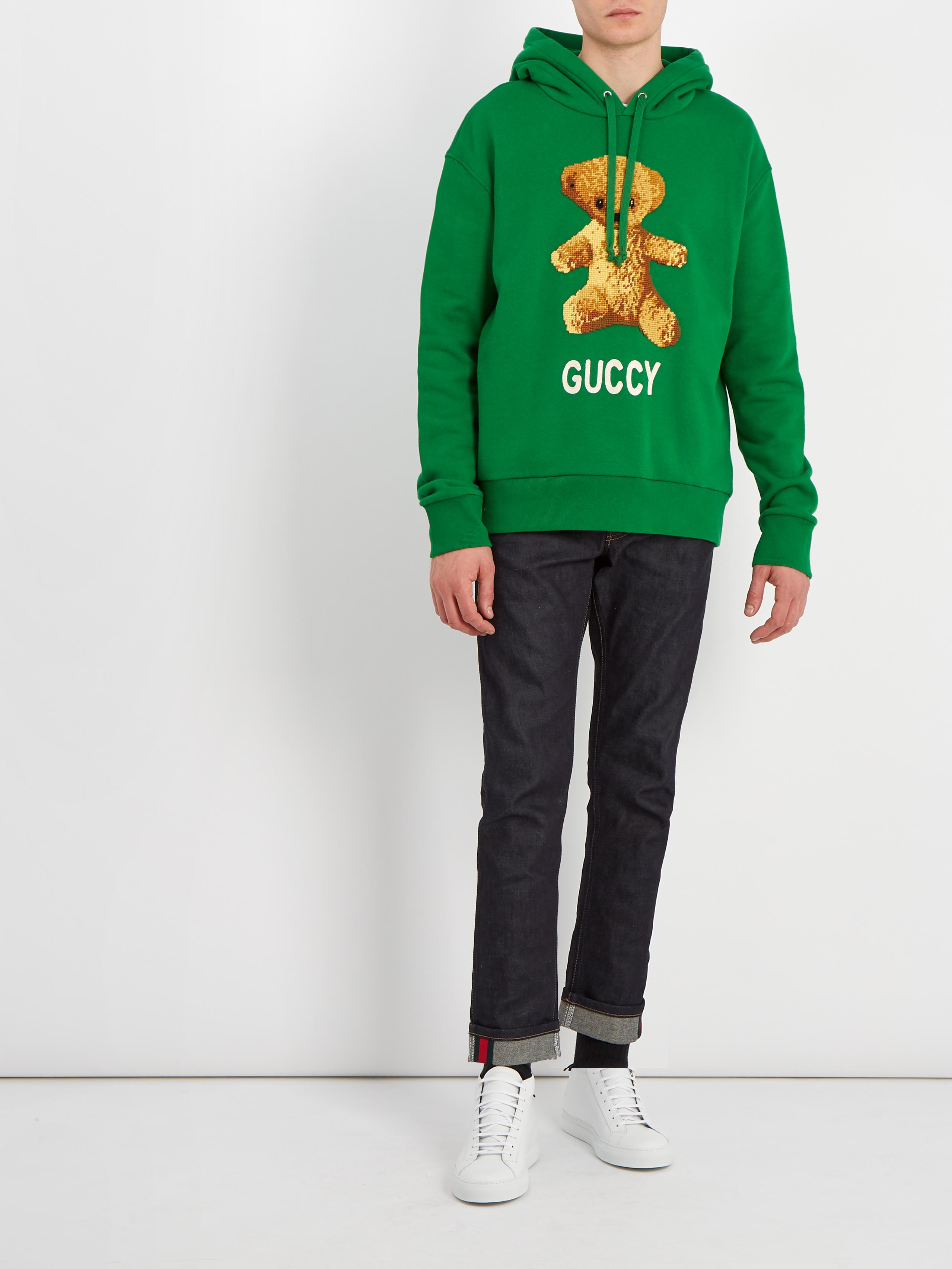 gucci teddy bear hoodie green