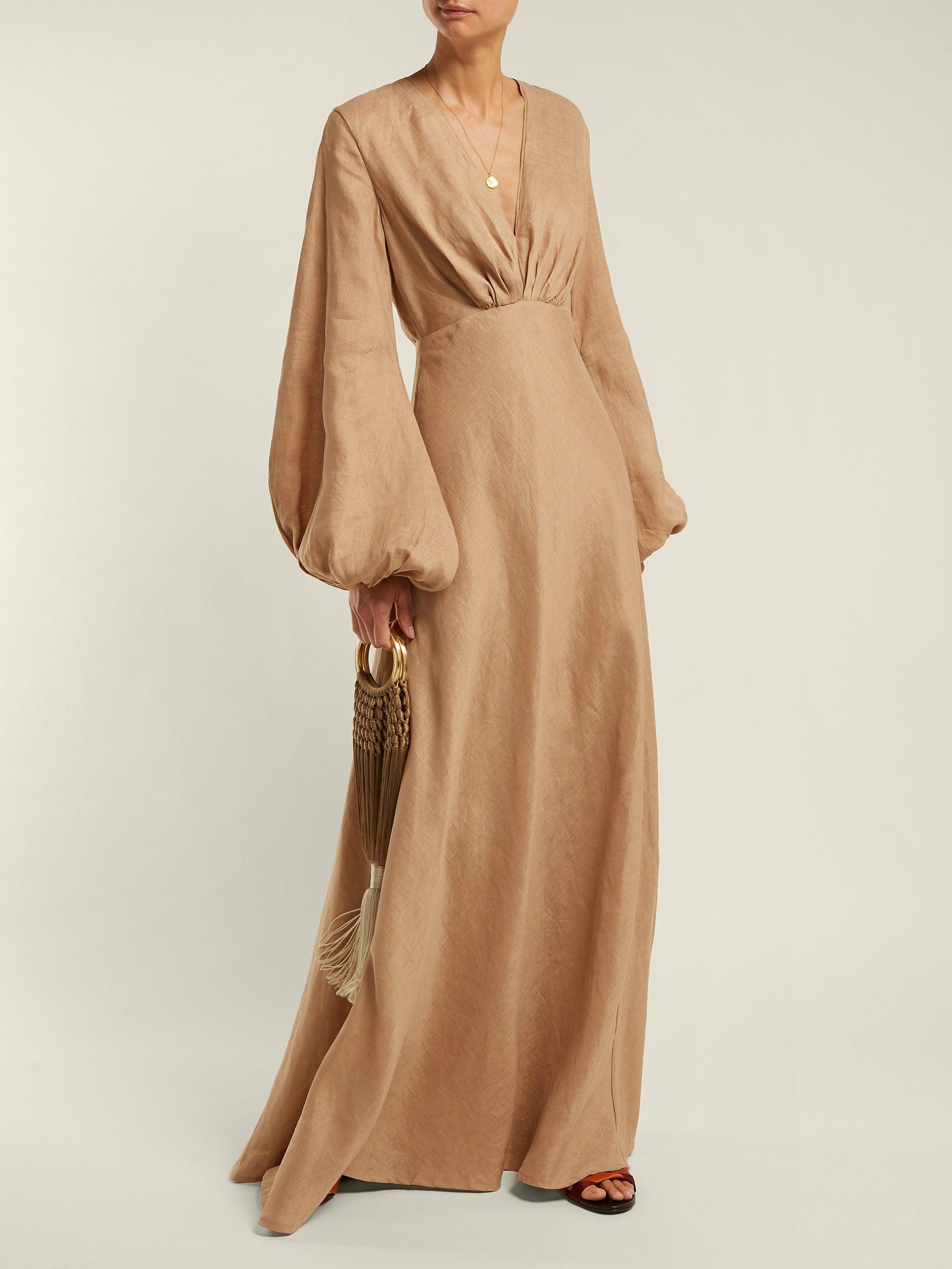 Kalita Utopia Balloon-sleeve Linen Maxi 