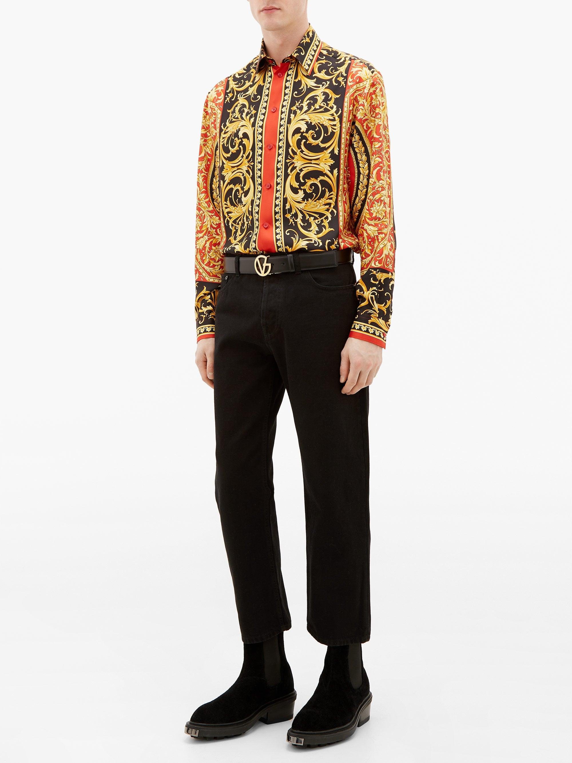 versace barocco acanthus print silk shirt