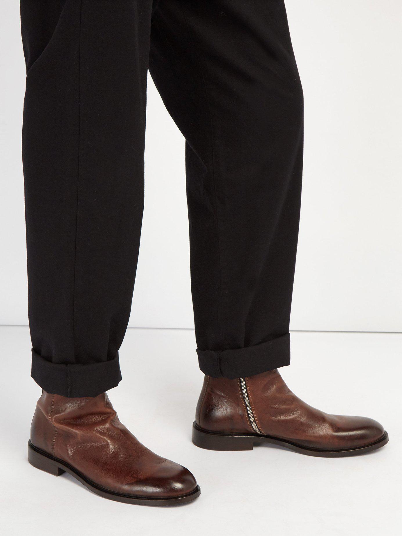 Paul Smith Billy Zipped Leather Boots in Brown for Men | Lyst