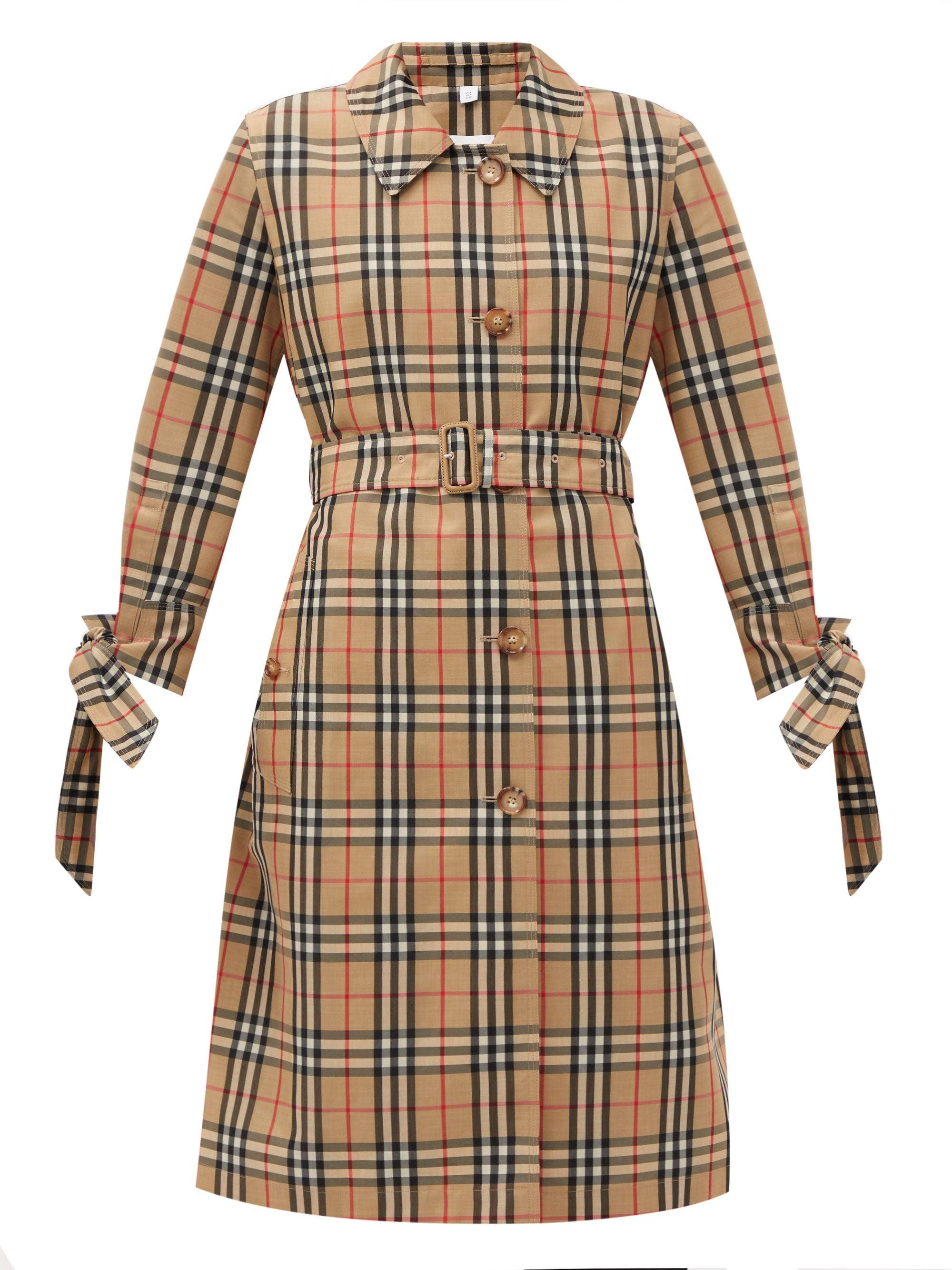 Burberry Synthetic Vintage Check Belted Trench Coat in Brown (Natural) |  Lyst
