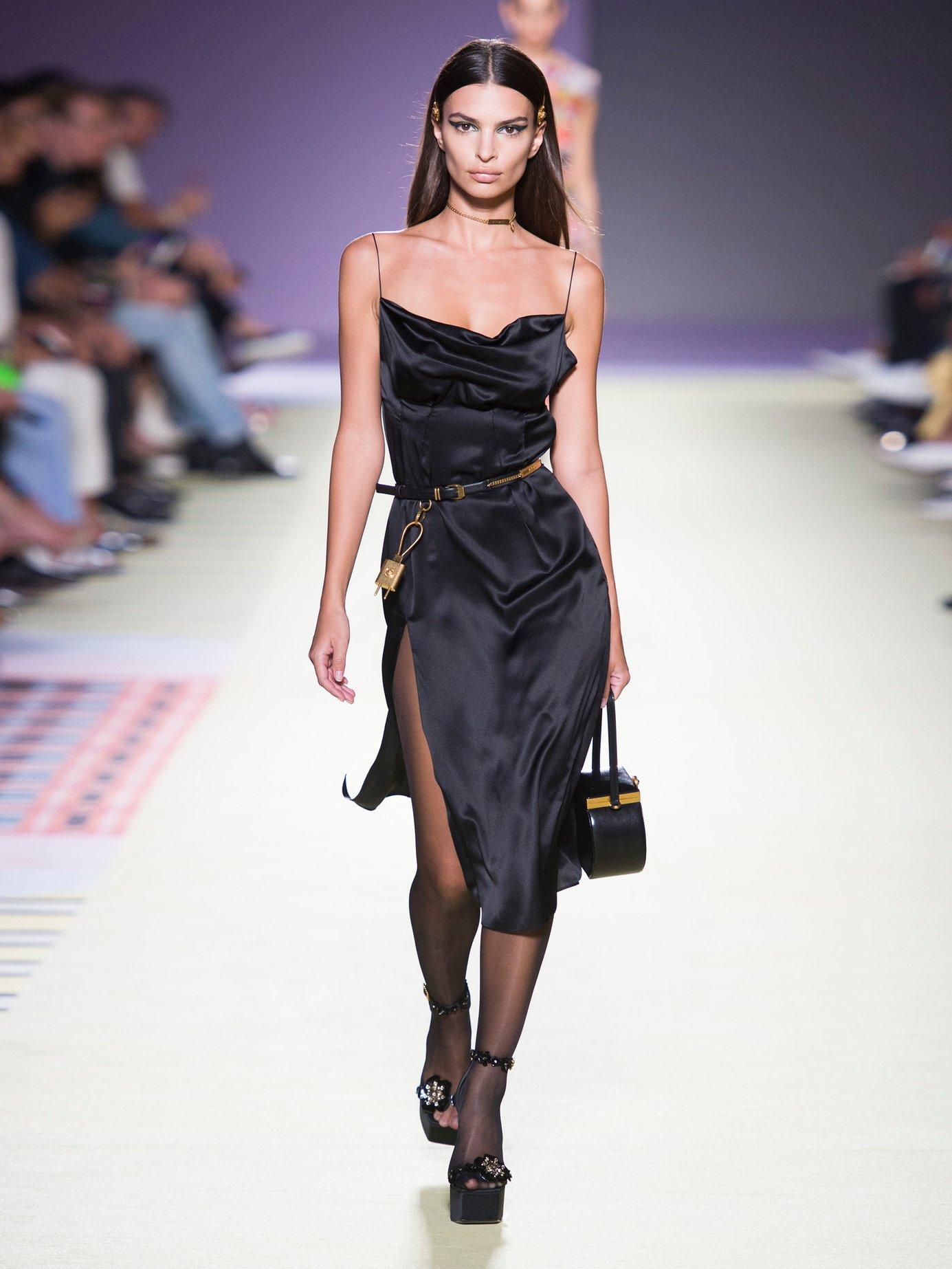 Women S Black Cowl Neck Silk Satin Slip Dress