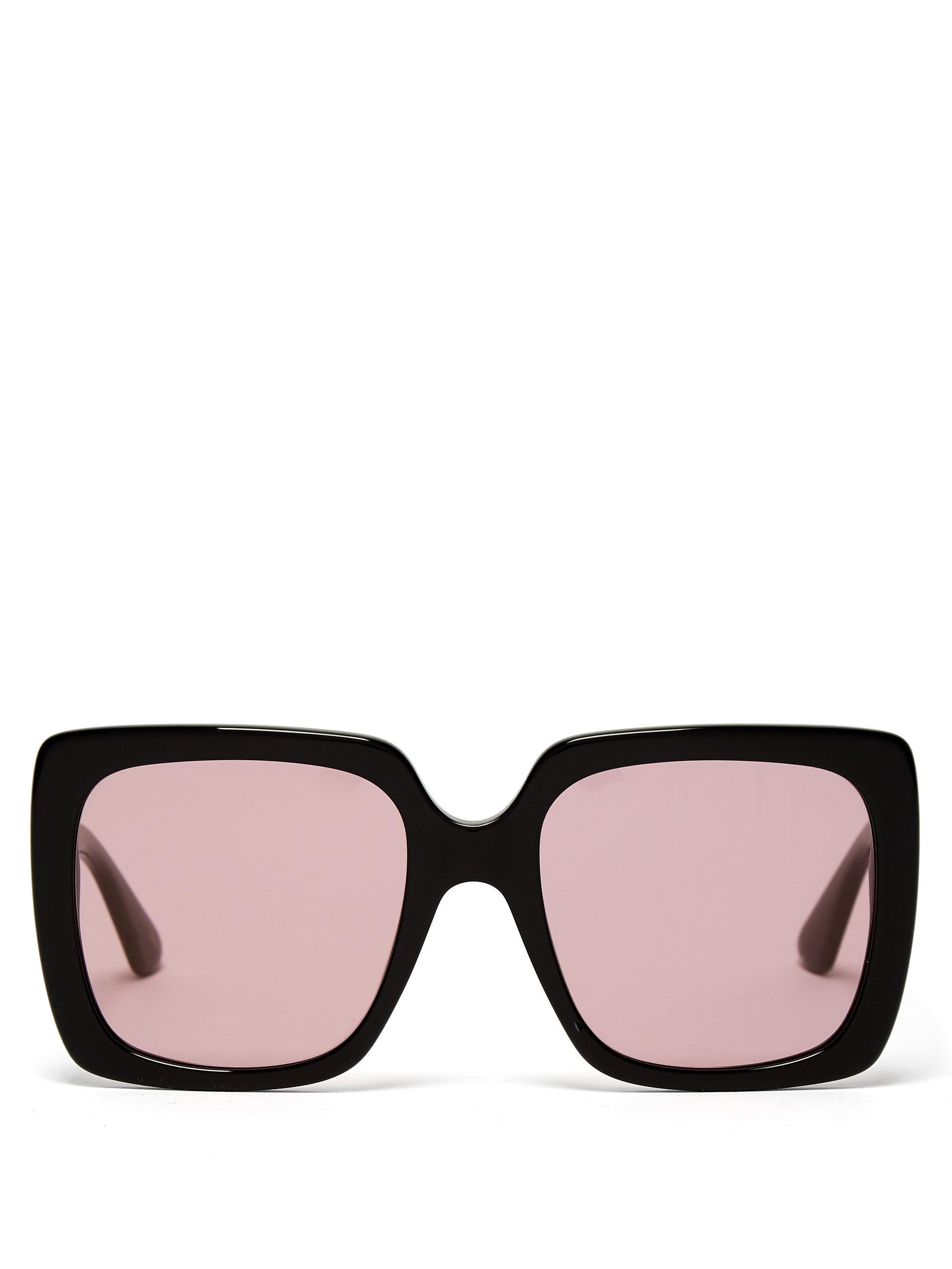 Gucci Velvet Crystal-logo Square Acetate Sunglasses | Lyst