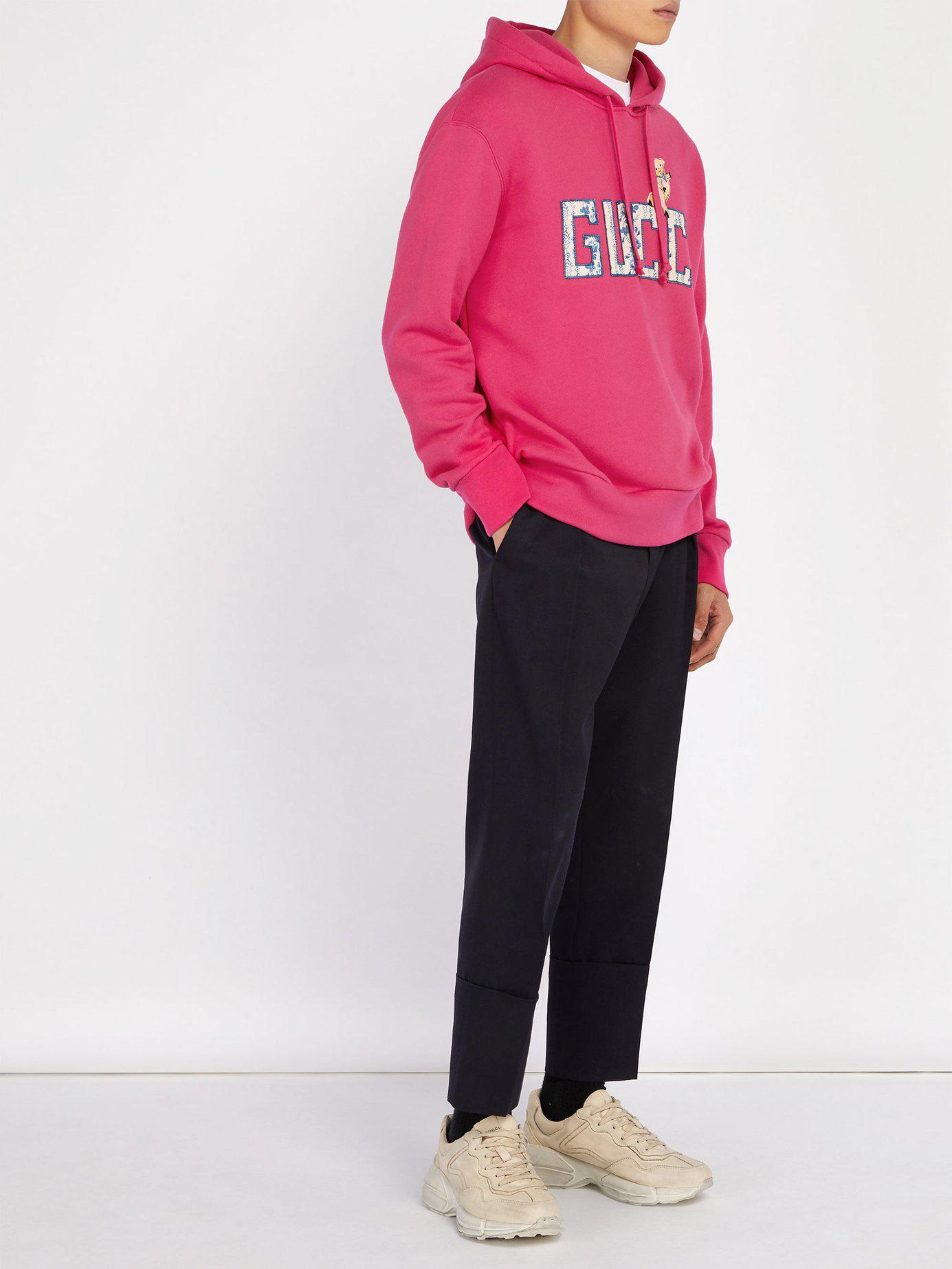 Gucci Piglet Long Sleeve Hooded Sweatshirt in Pink for Men Lyst