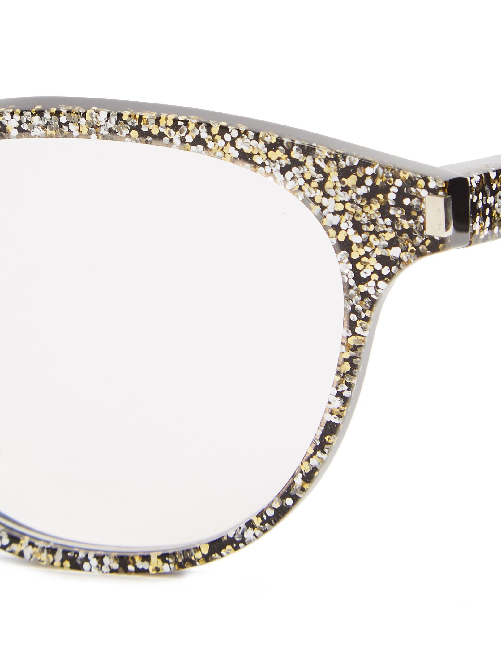 Saint Laurent Round-frame Glitter Glasses in Metallic | Lyst