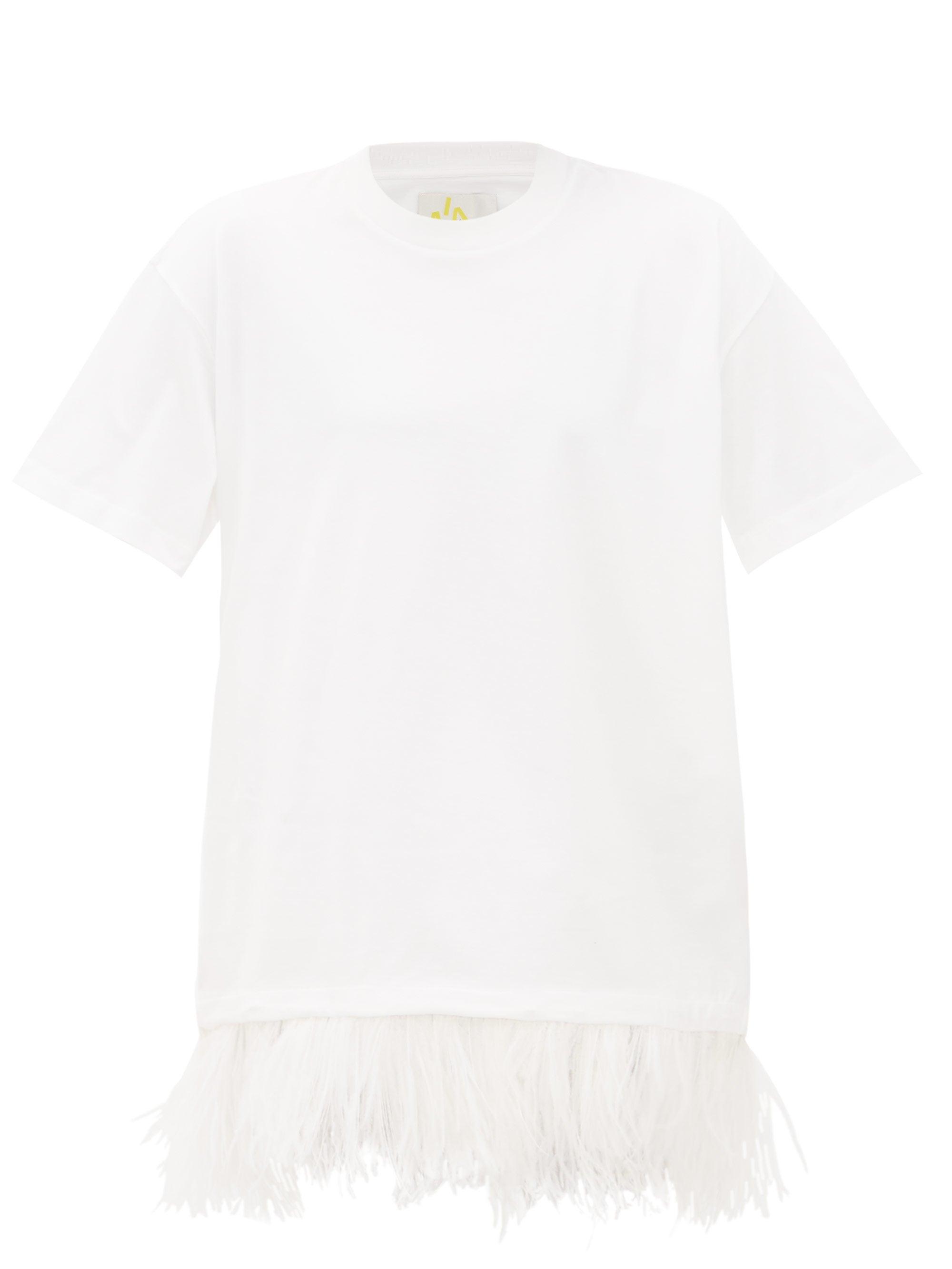 Marques'Almeida Feather-hem Cotton T-shirt Dress in White | Lyst