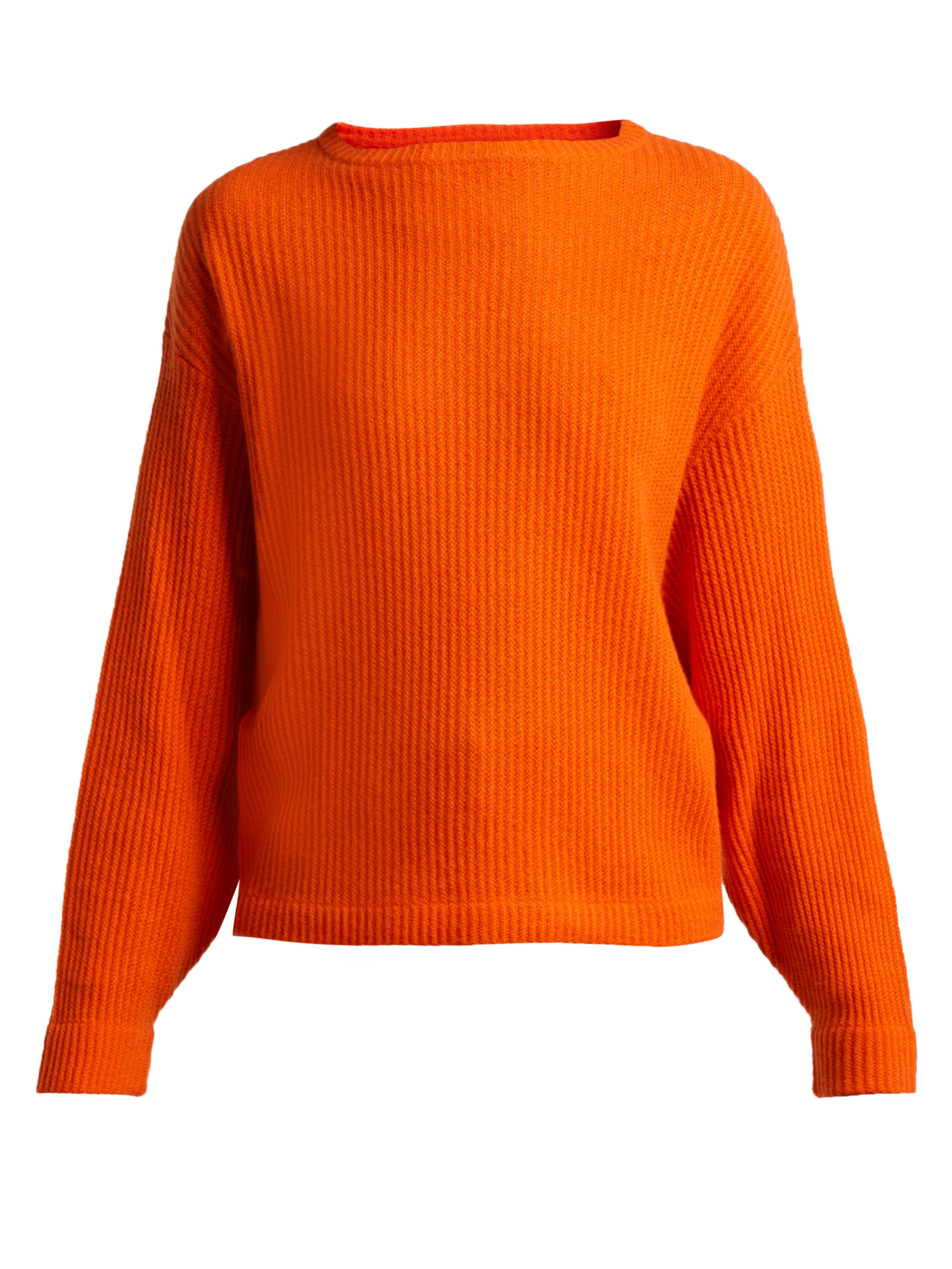 Allude Ribbed Cashmere Sweater in Orange - Lyst