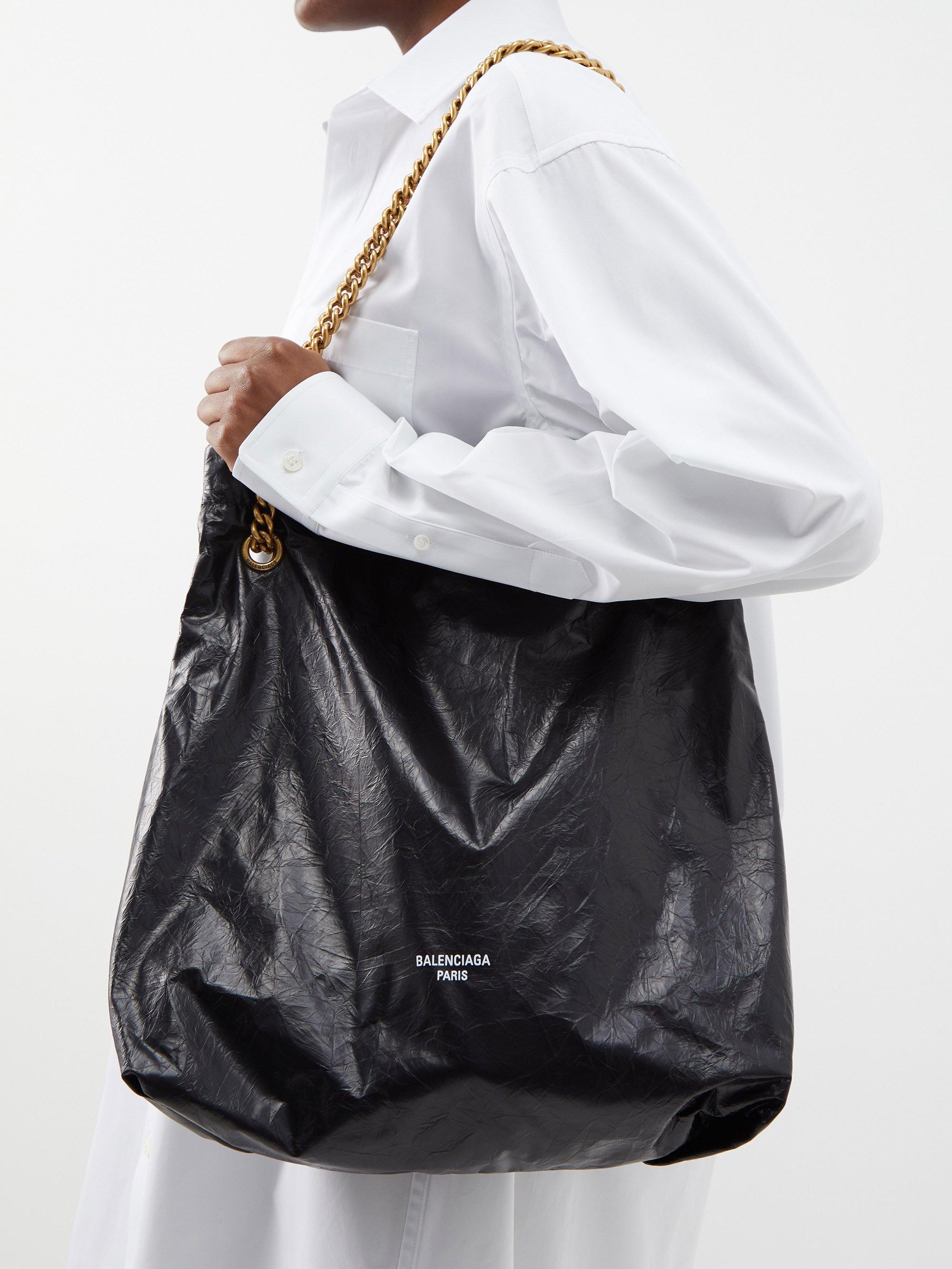 BALENCIAGA Crush medium crinkled-leather shoulder bag