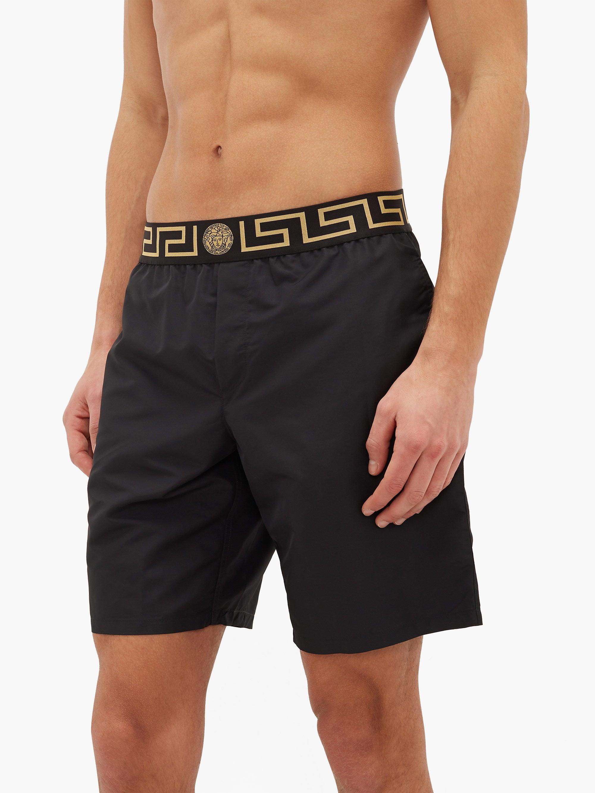Versace Logo-jacquard Swim Shorts in Black for Men - Lyst